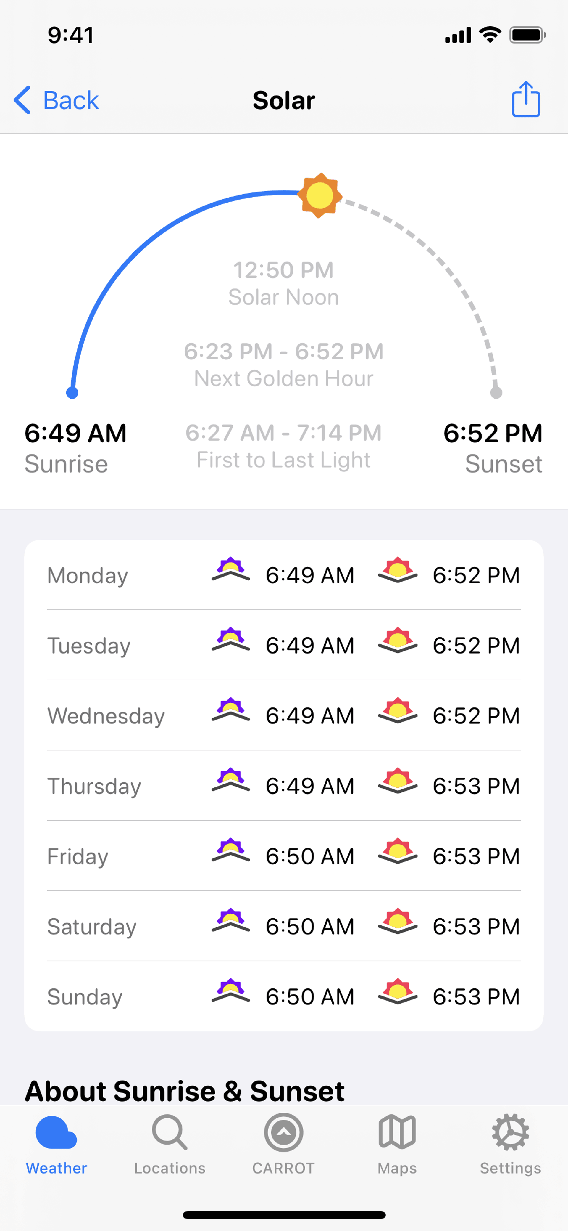 CARROT Weather iOS Lifestyle interface screenshot 19
