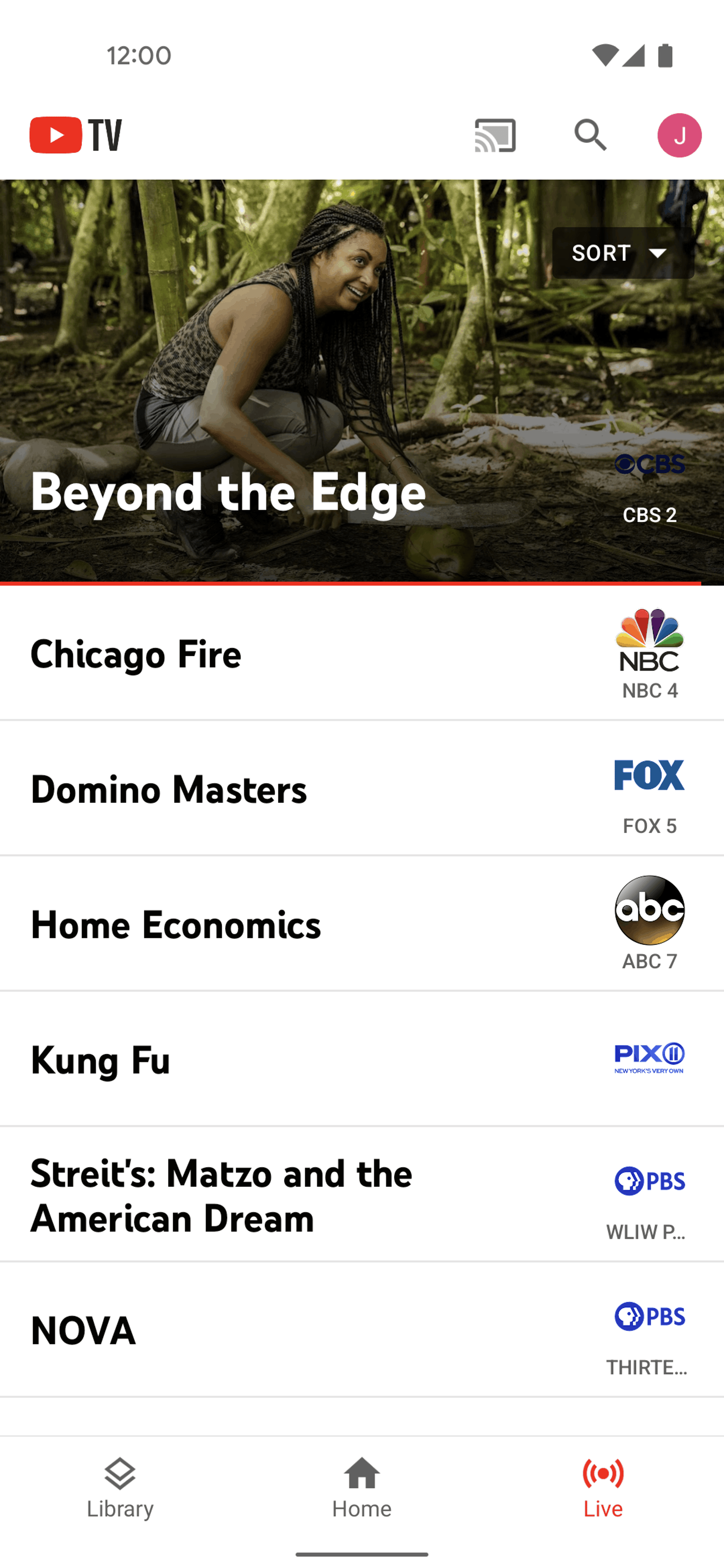YouTube TV Android Entertainment interface screenshot 3
