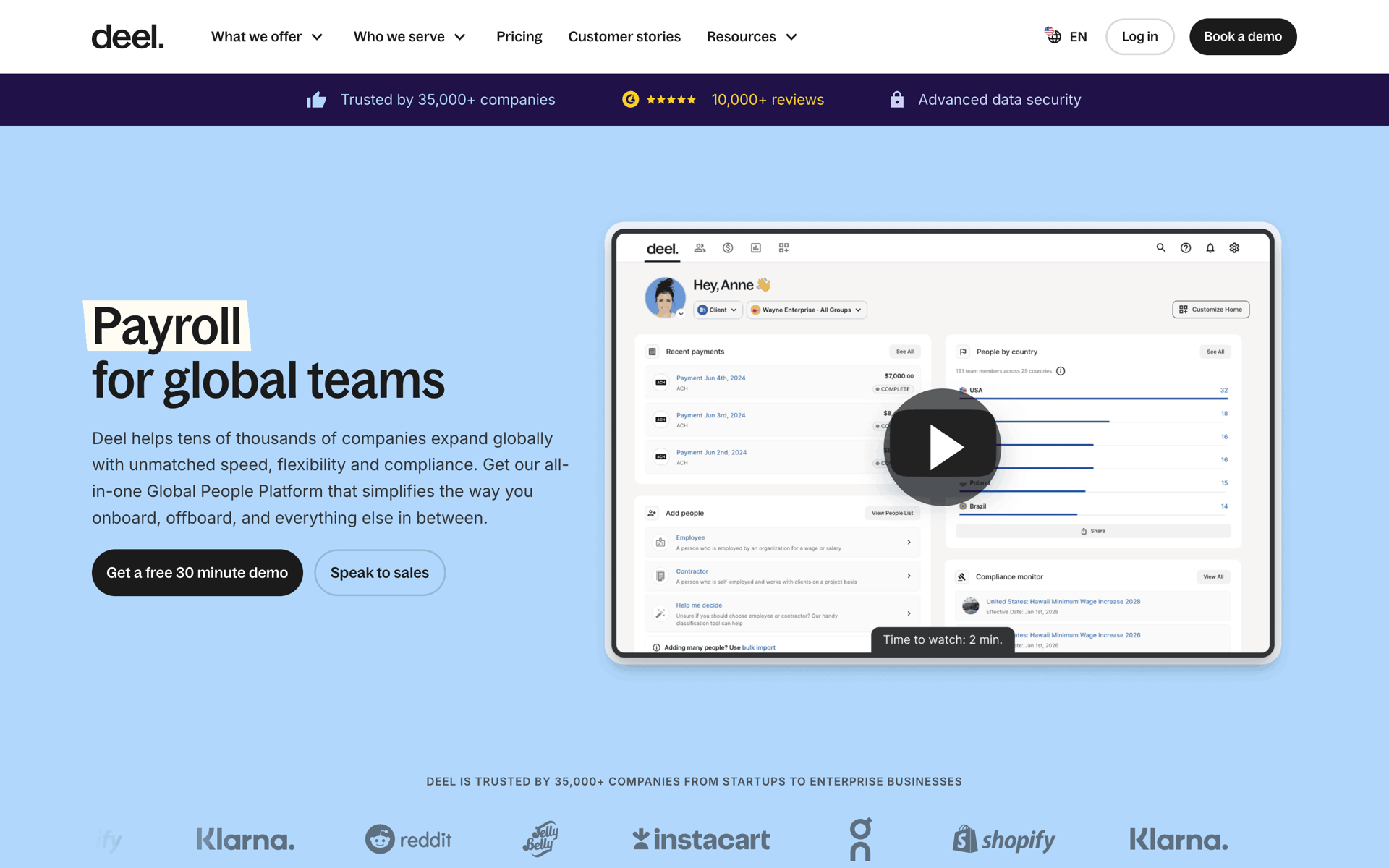 Onboarding on Deel (web) screen 1