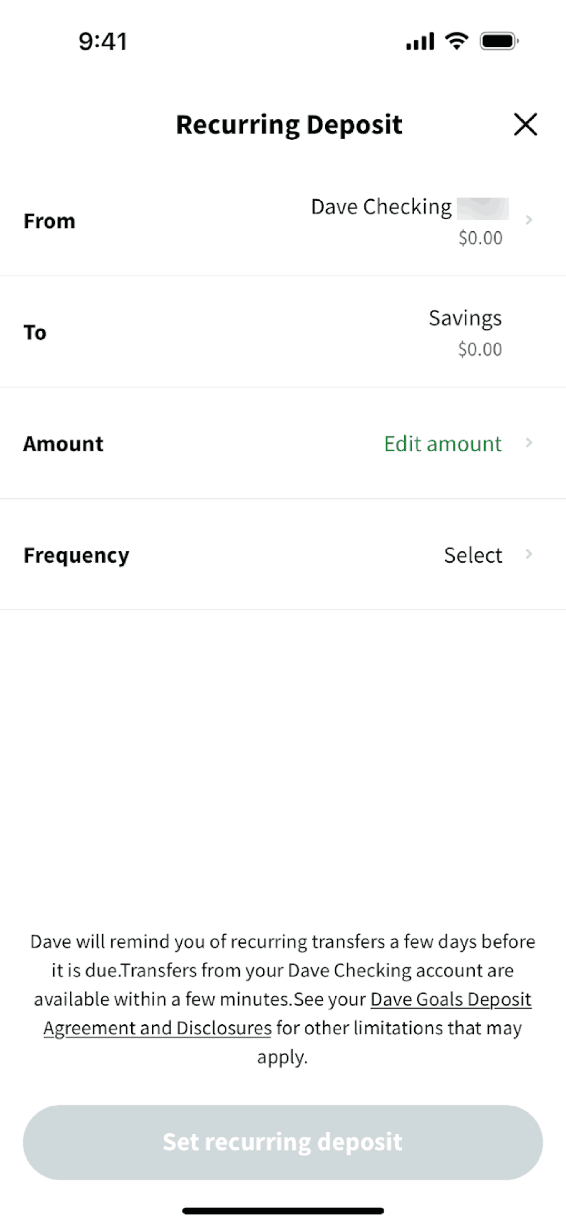 Dave iOS Finance interface screenshot 18