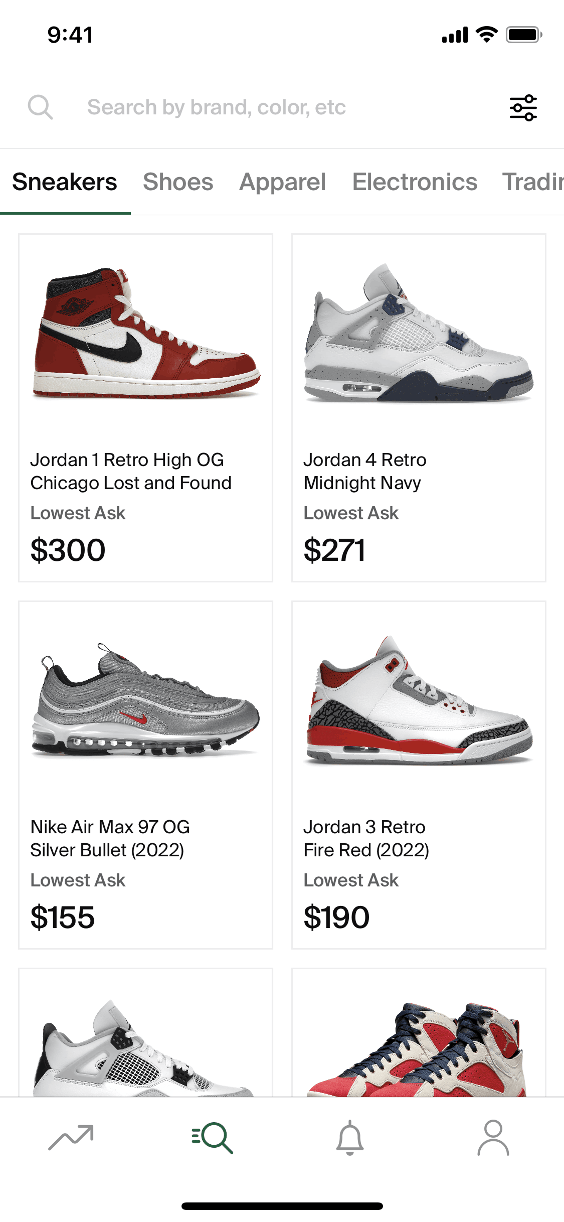 Search on StockX (ios) screen 2