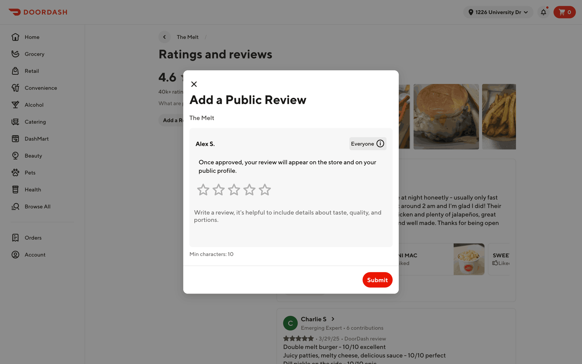DoorDash Web Shopping interface screenshot 4