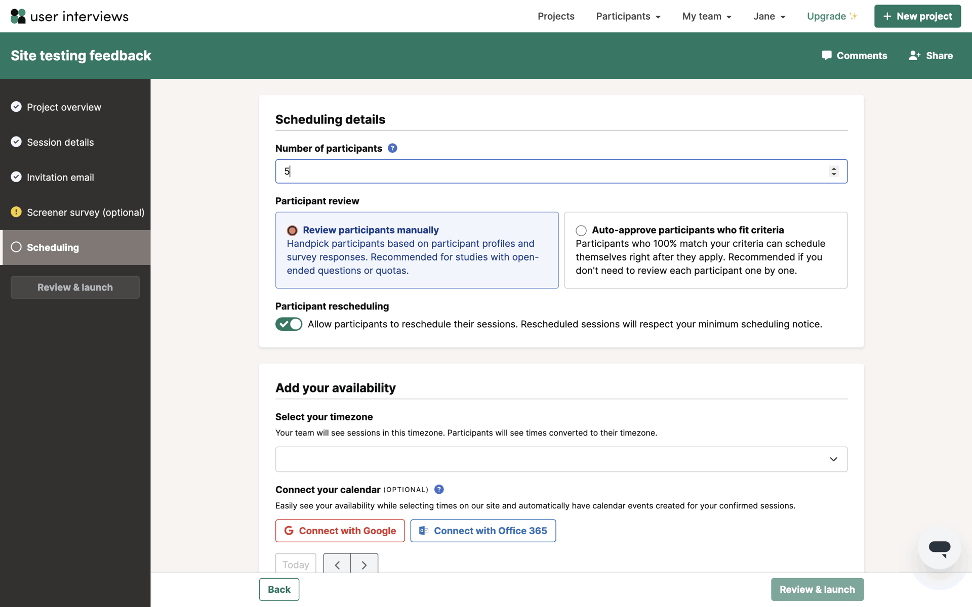 User Interviews Web Business interface screenshot 7