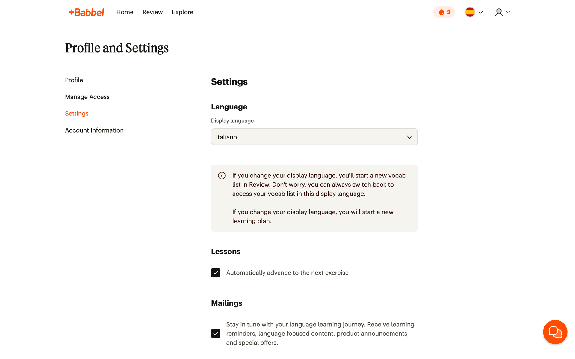 Babbel Web Education interface screenshot 24