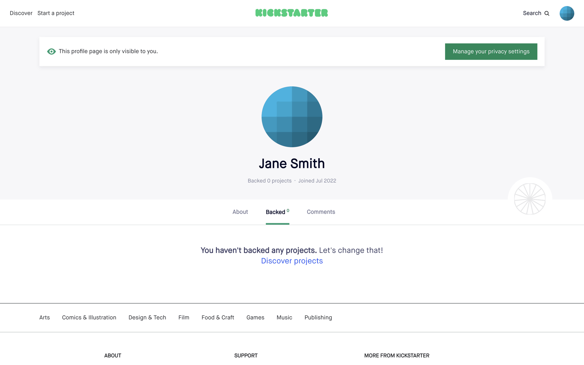 Kickstarter Web Social Networking interface screenshot 23