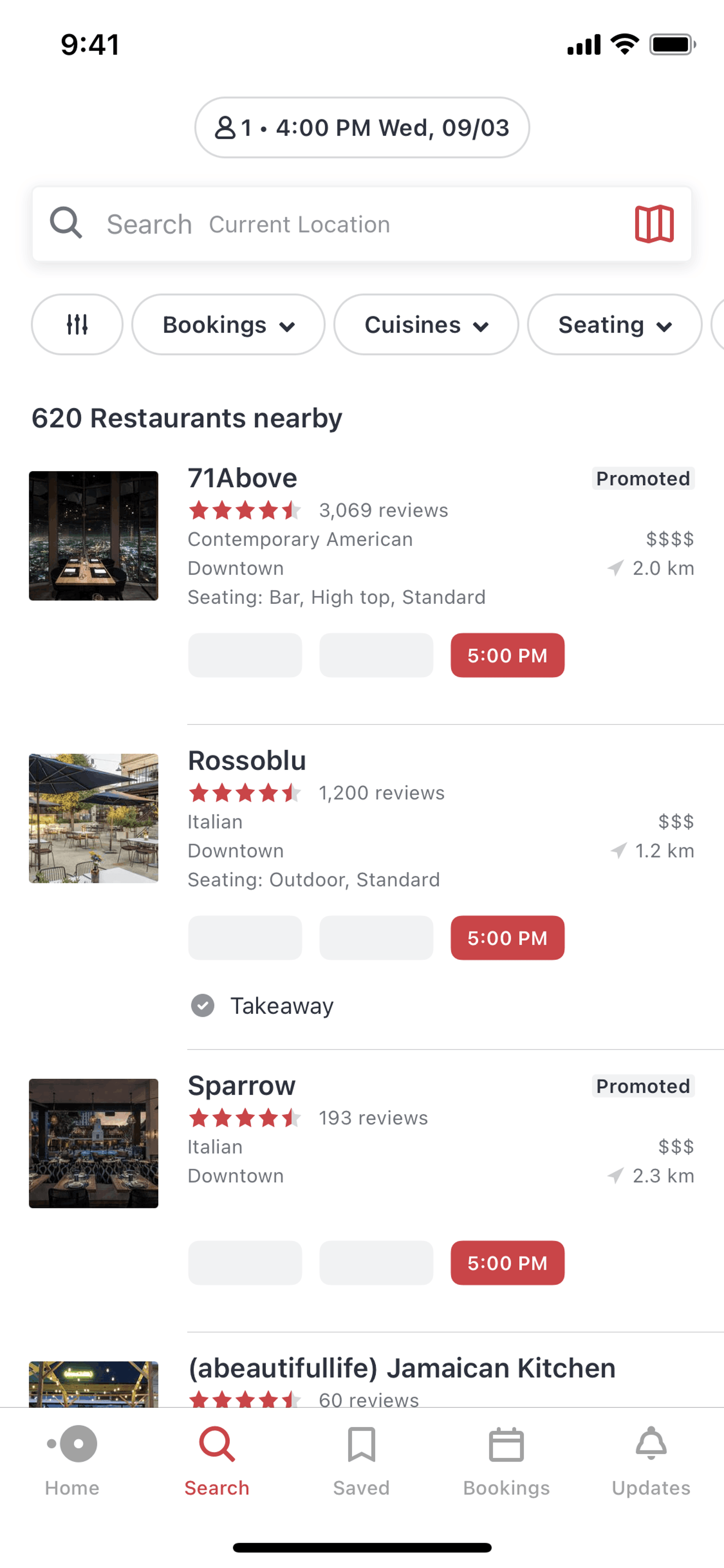 OpenTable iOS Food & Drink interface screenshot 2
