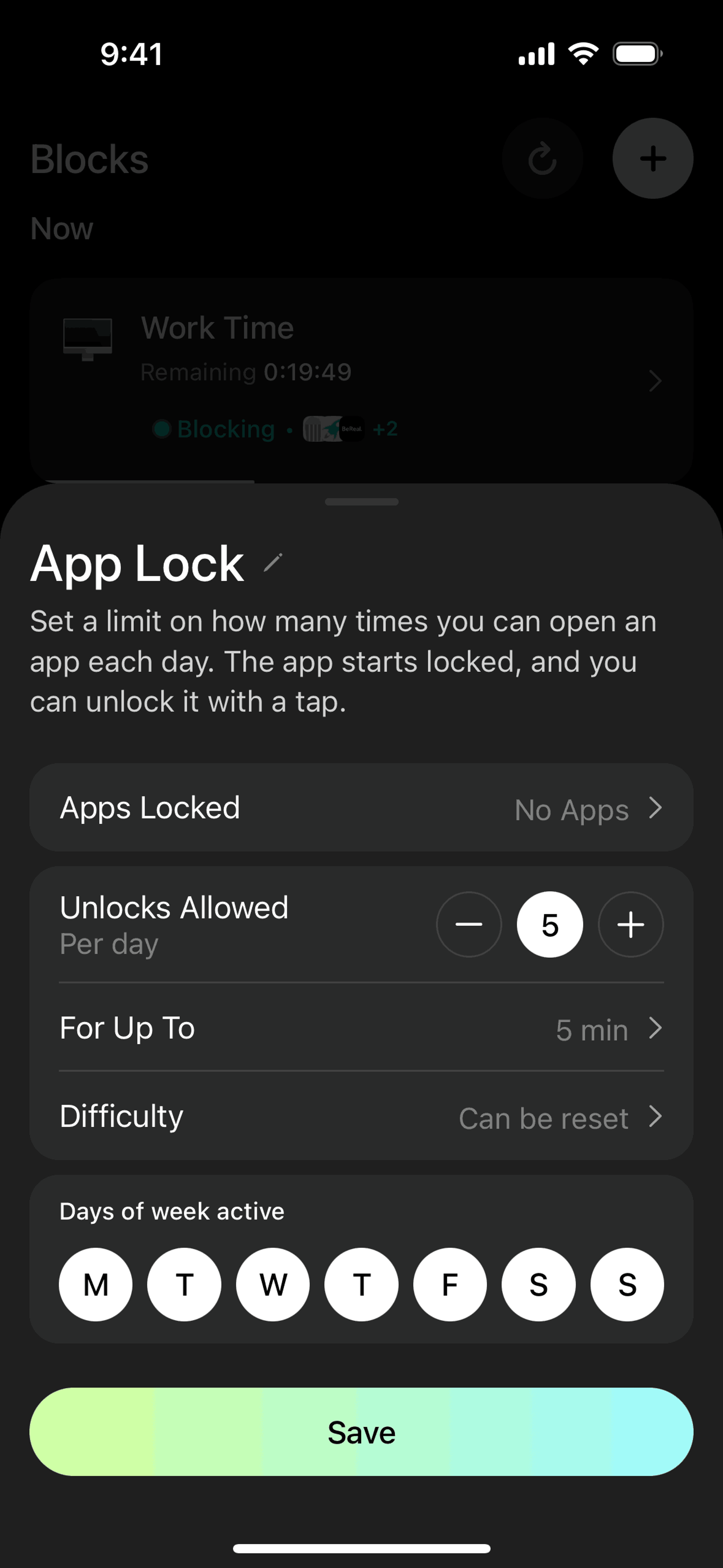 Opal iOS Productivity interface screenshot 20
