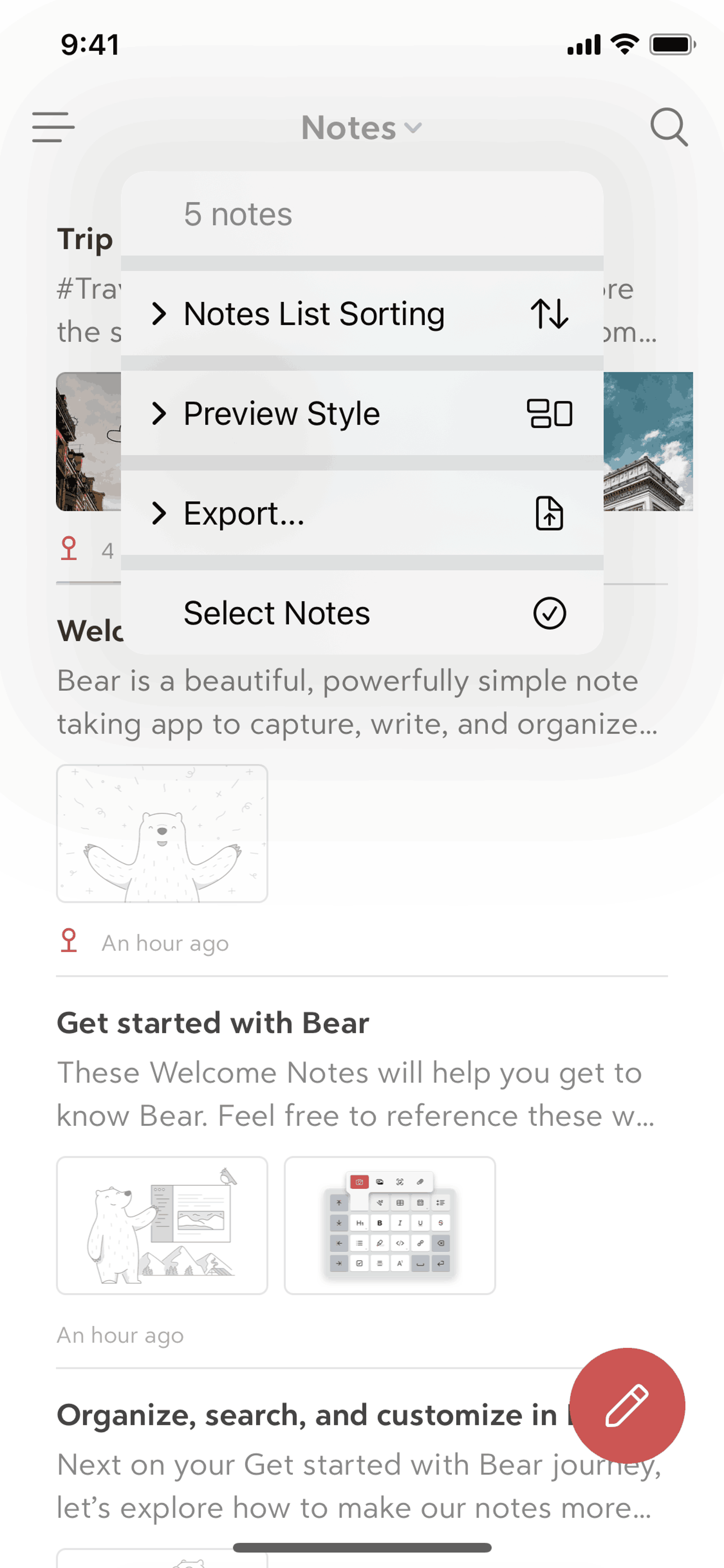 Bear iOS Productivity interface screenshot 24