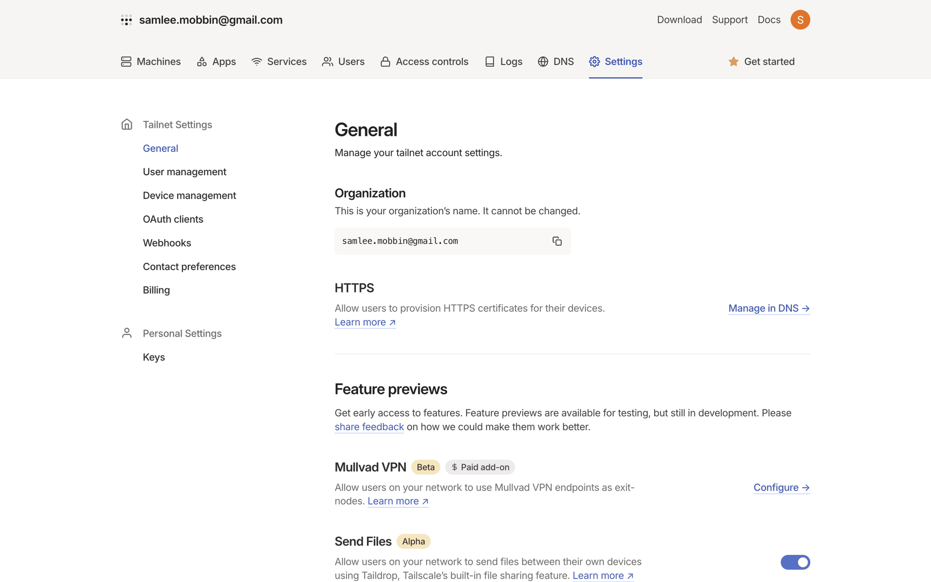 Tailscale Web Developer Tools interface screenshot 5