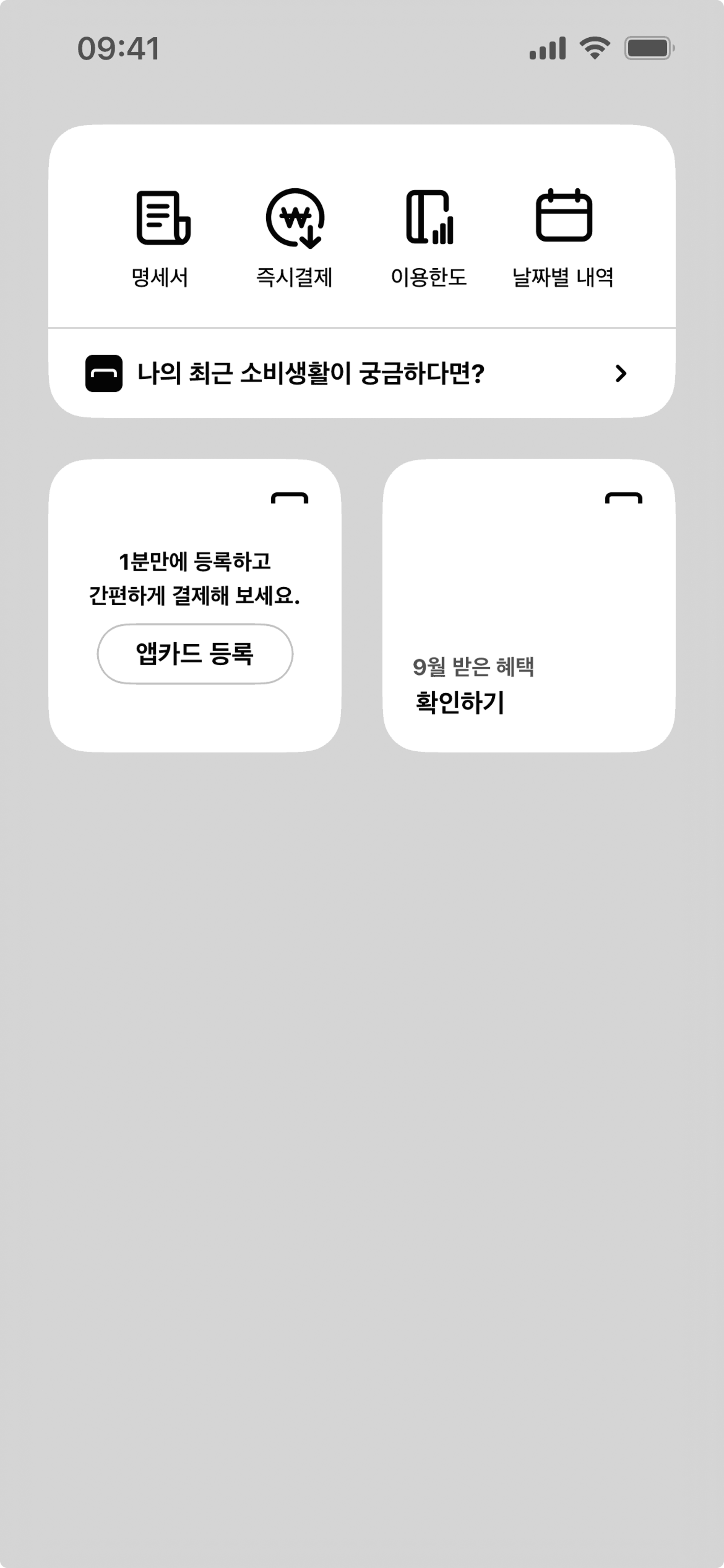 Hyundai Card iOS Finance interface screenshot 1
