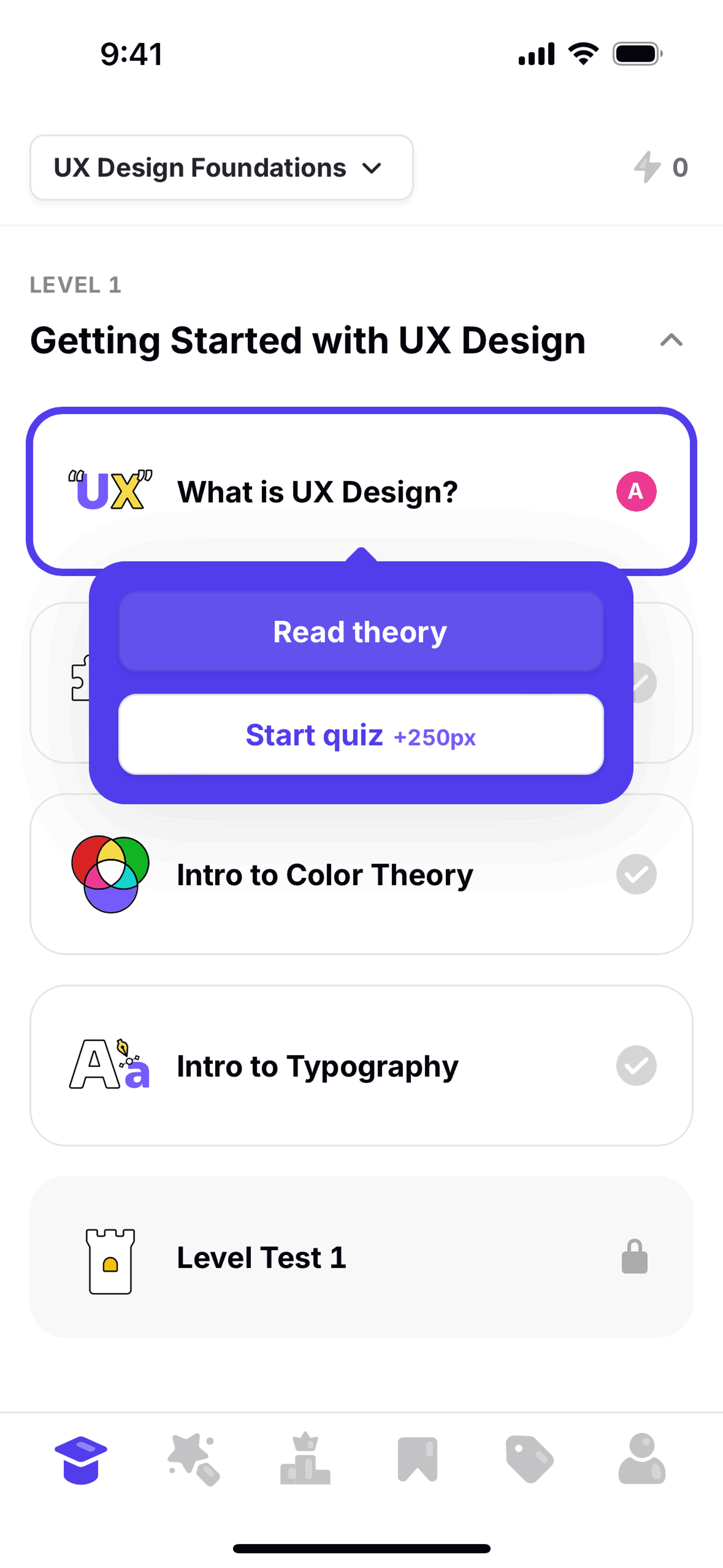 Uxcel Go iOS Education interface screenshot 12