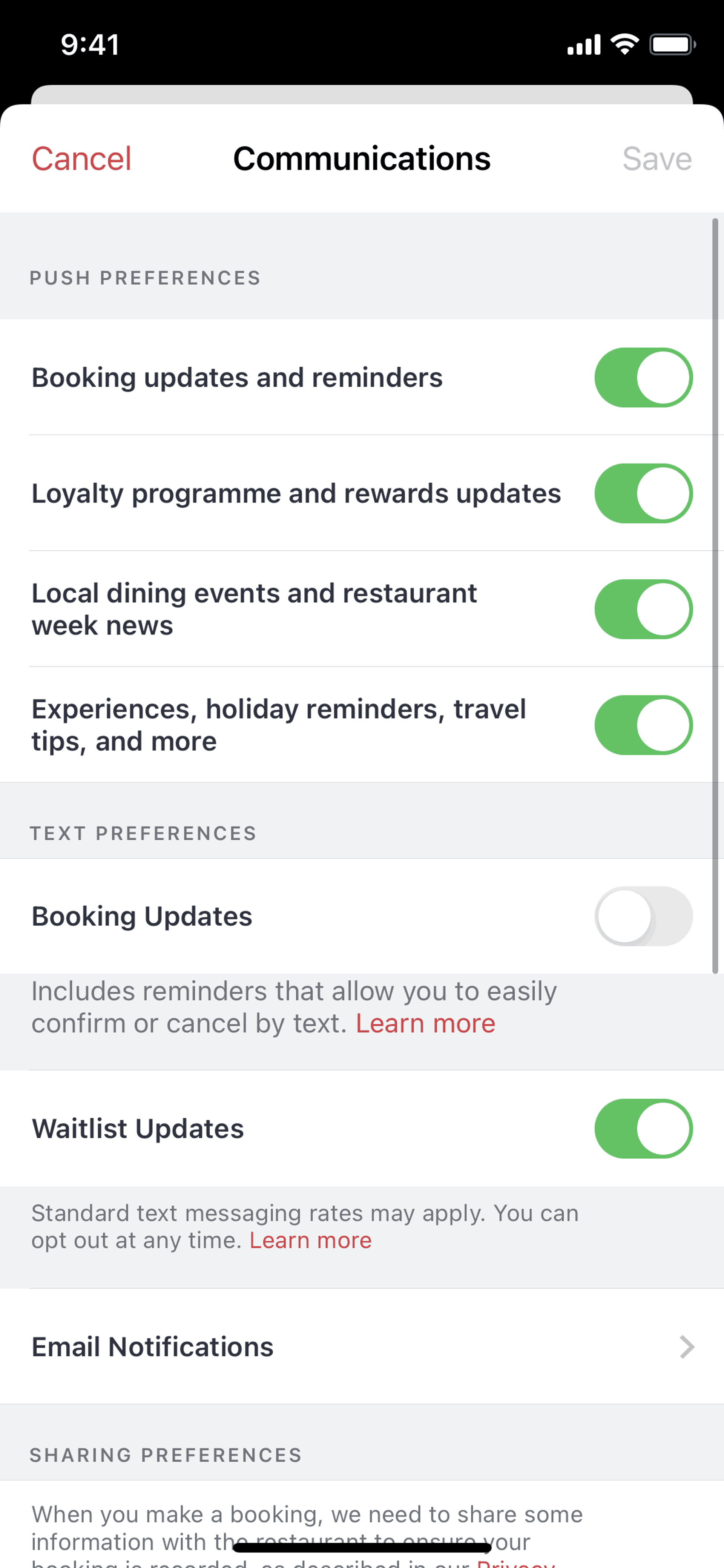 OpenTable iOS Food & Drink interface screenshot 23