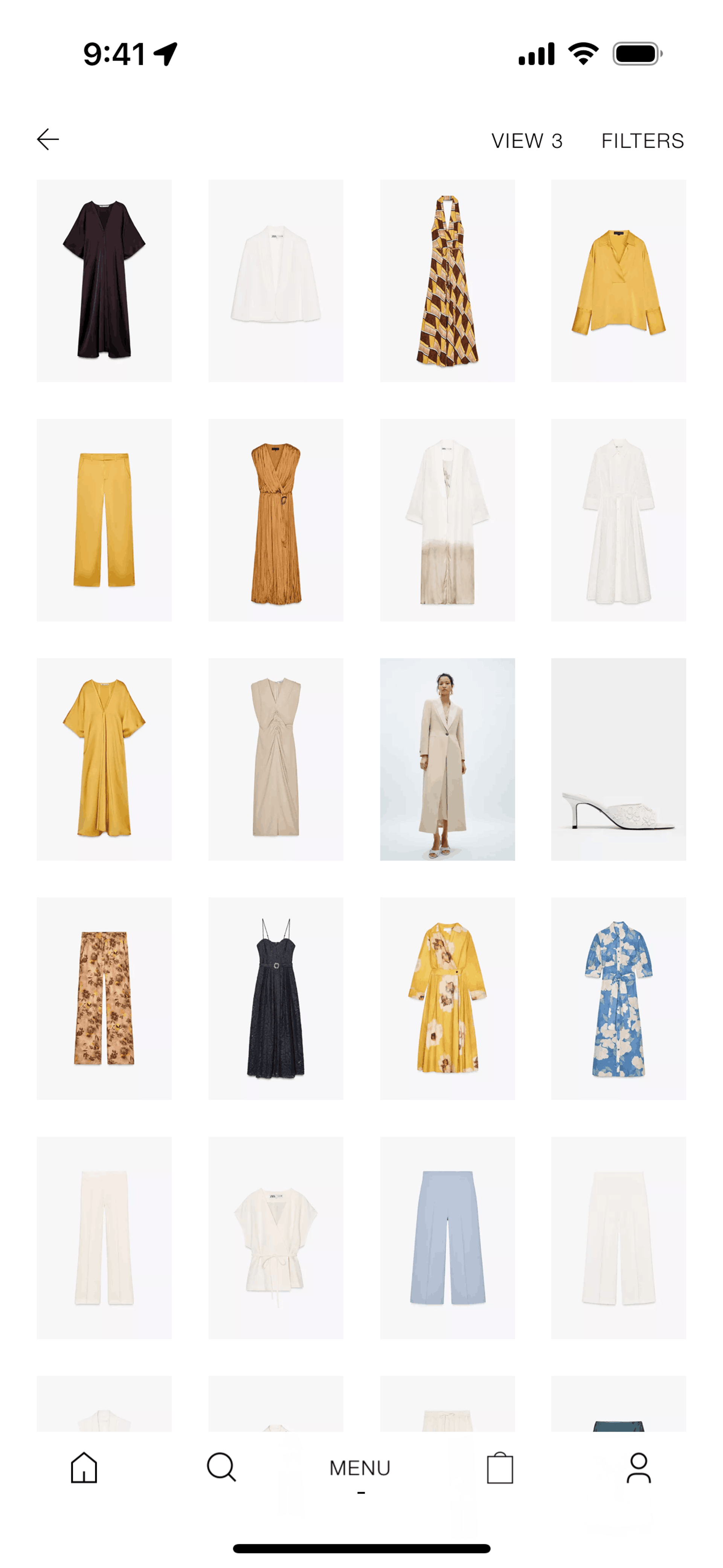 Switching view on ZARA (ios) screen 2