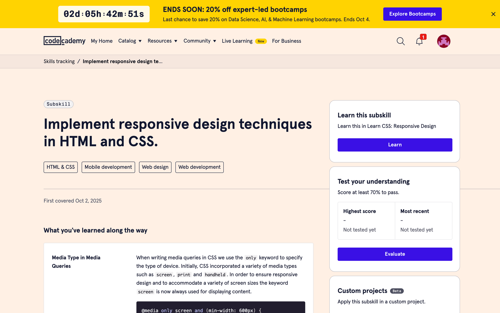 Codecademy Web AI interface screenshot 17