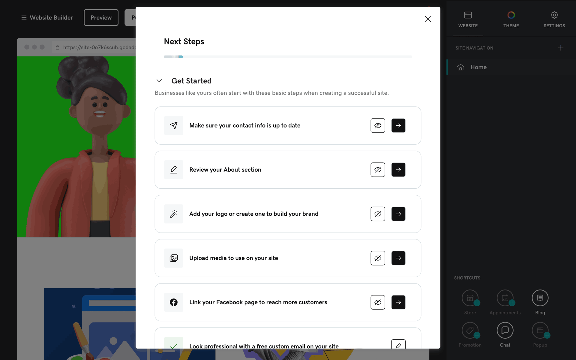 GoDaddy Web Developer Tools interface screenshot 22
