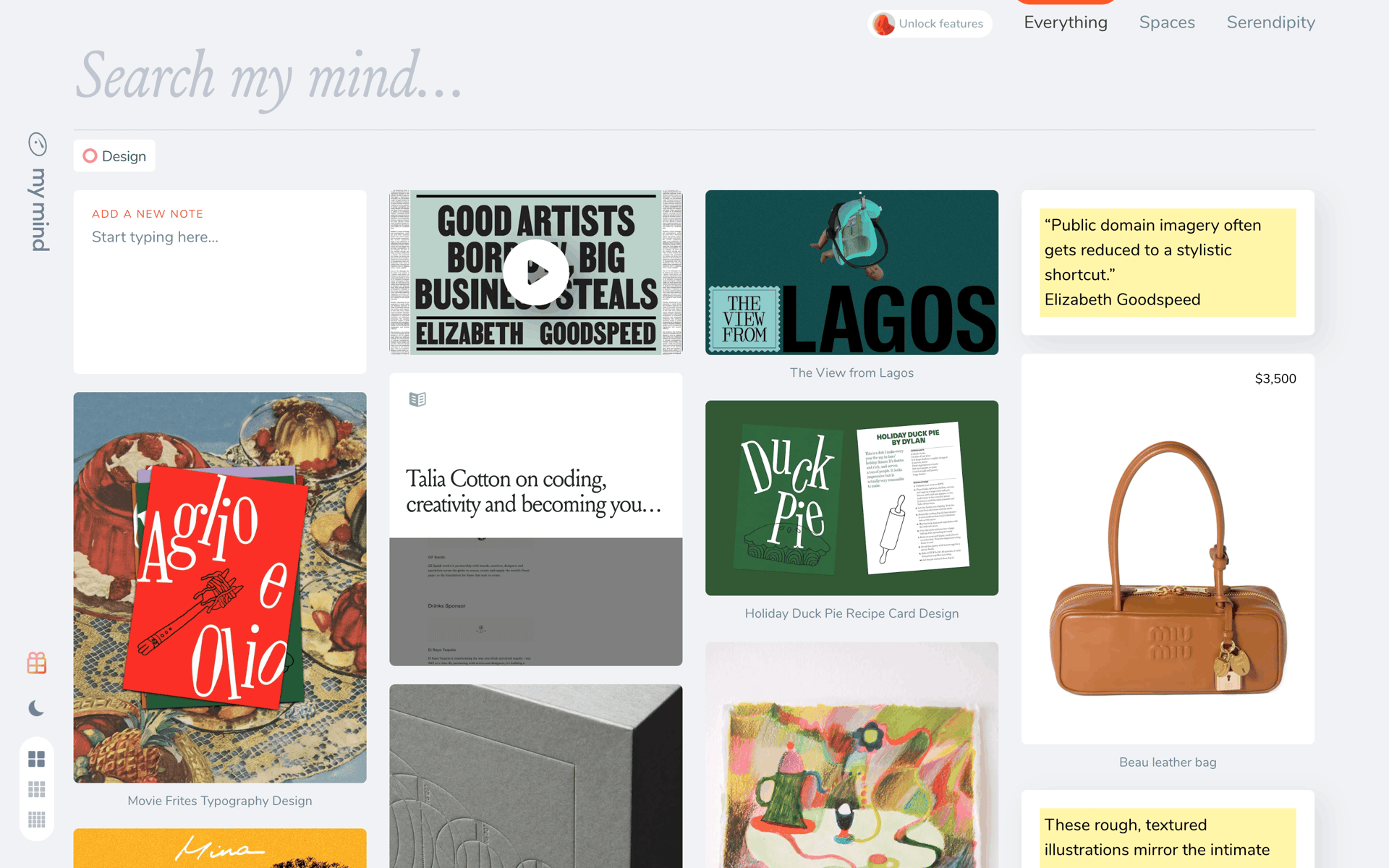 mymind Web Productivity interface screenshot 10