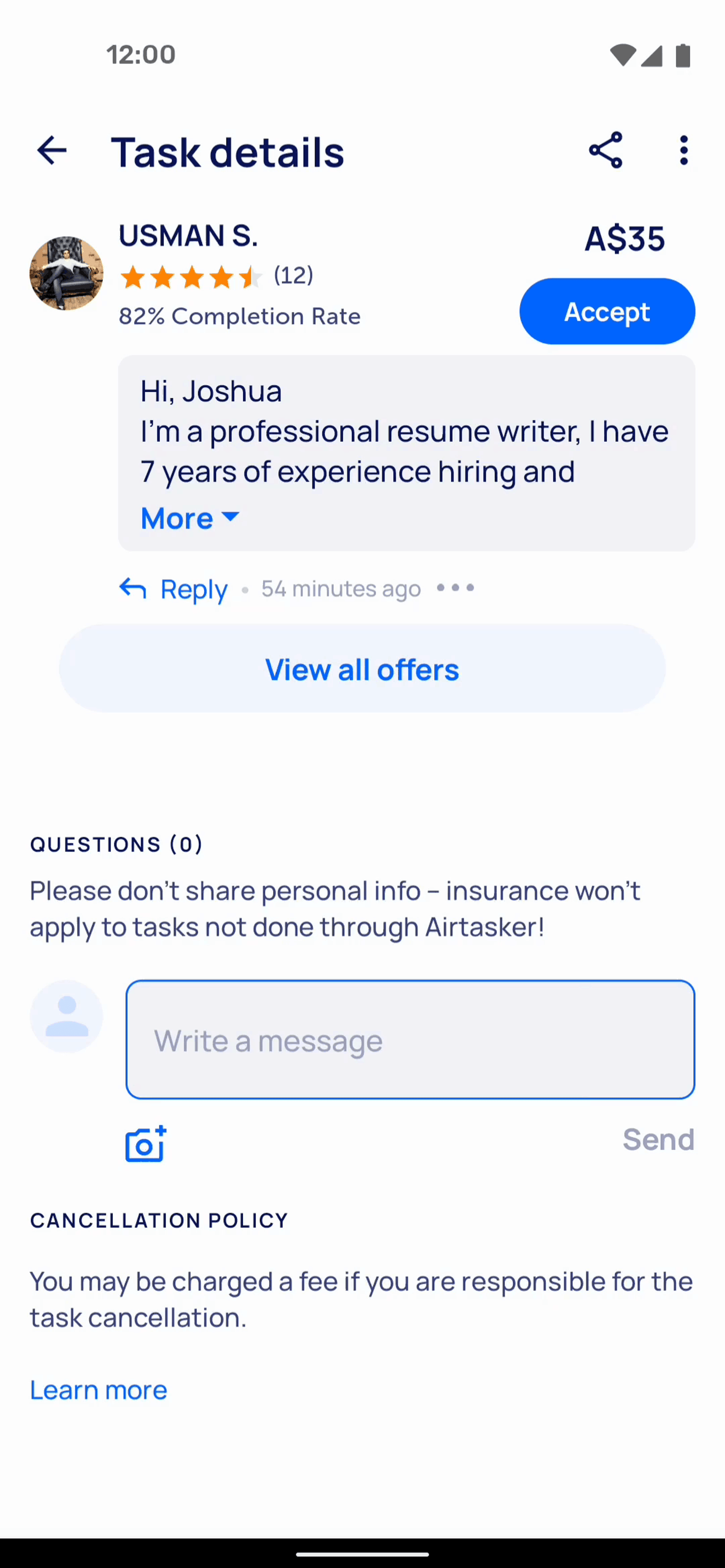 Airtasker Android Business interface screenshot 4