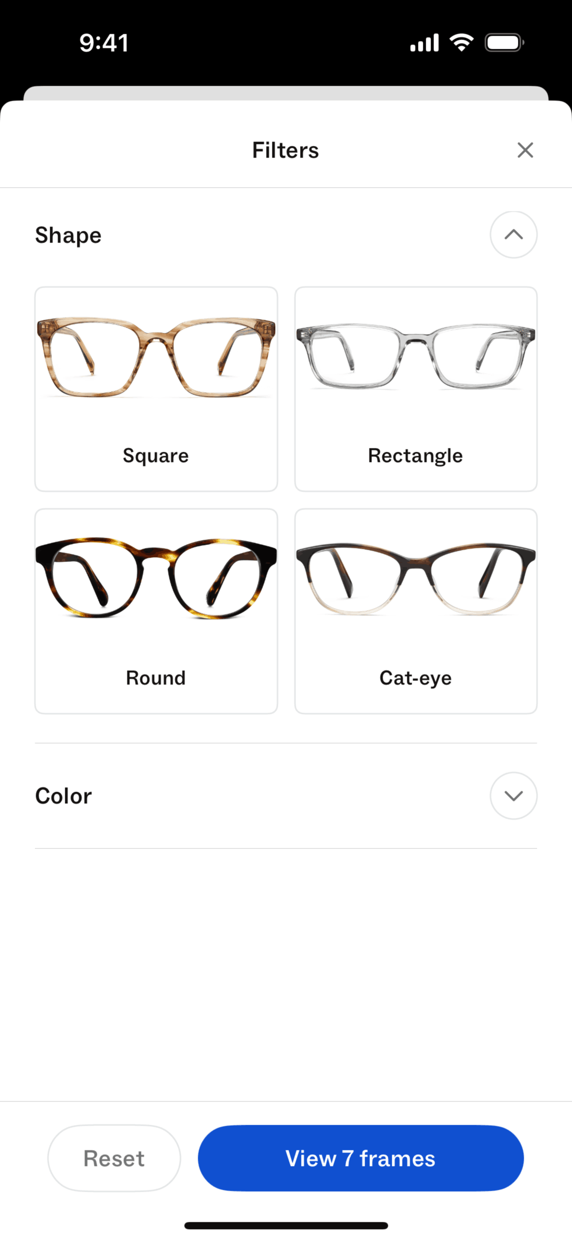 Warby Parker iOS Shopping interface screenshot 15