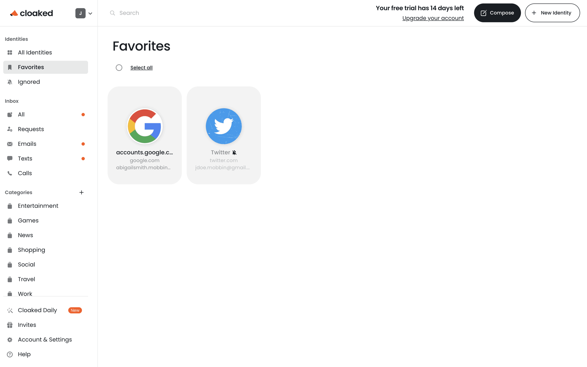 Cloaked Web Productivity interface screenshot 20