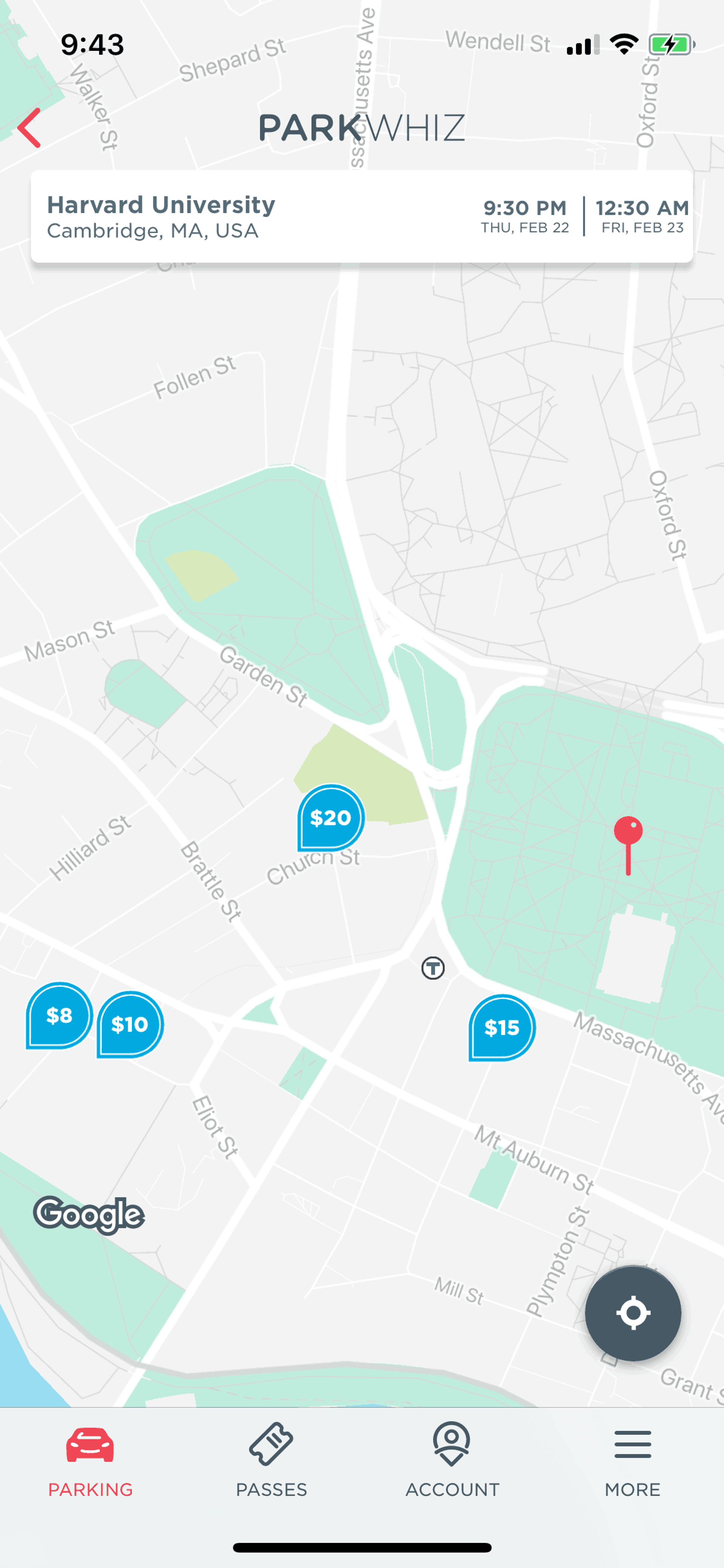 ParkWhiz iOS Maps & Navigation interface screenshot 15