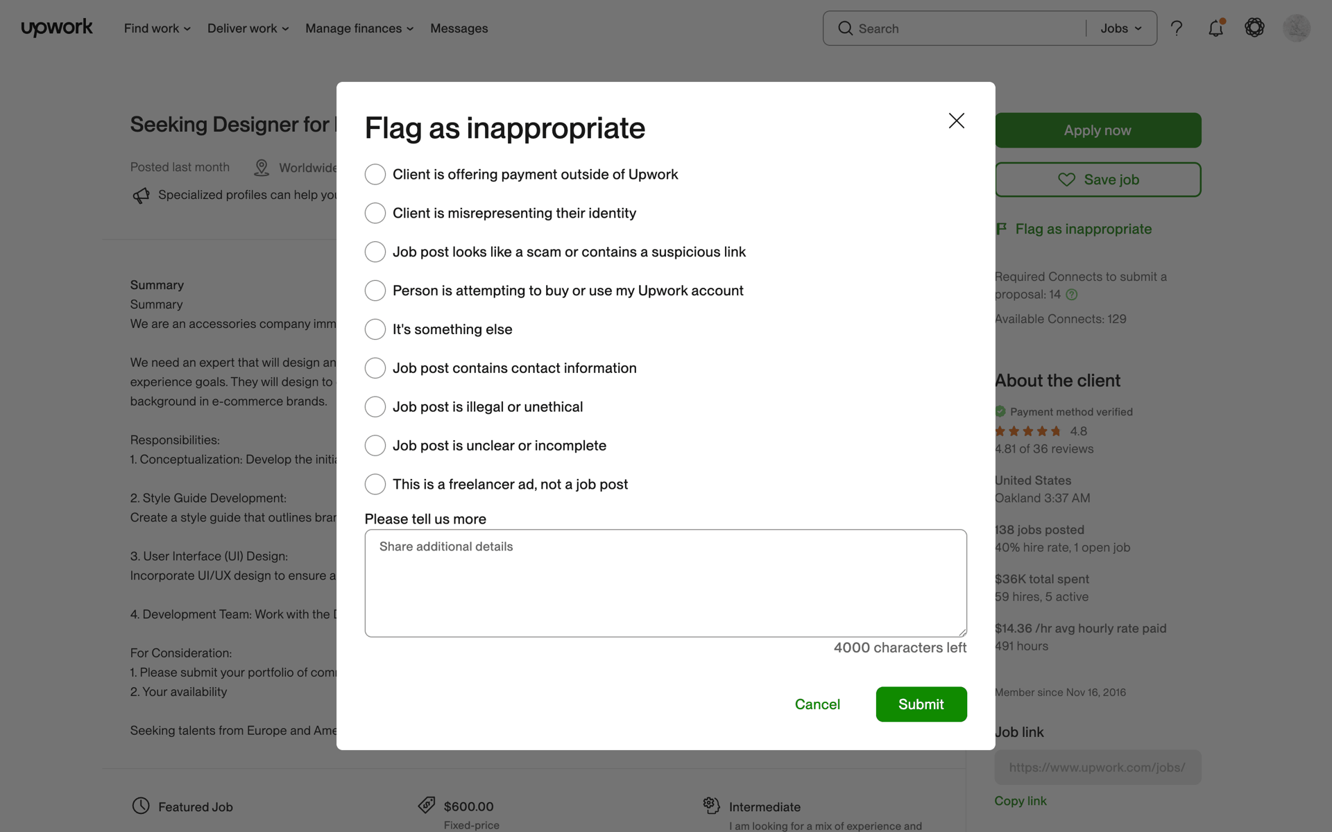 Upwork Web Business interface screenshot 8