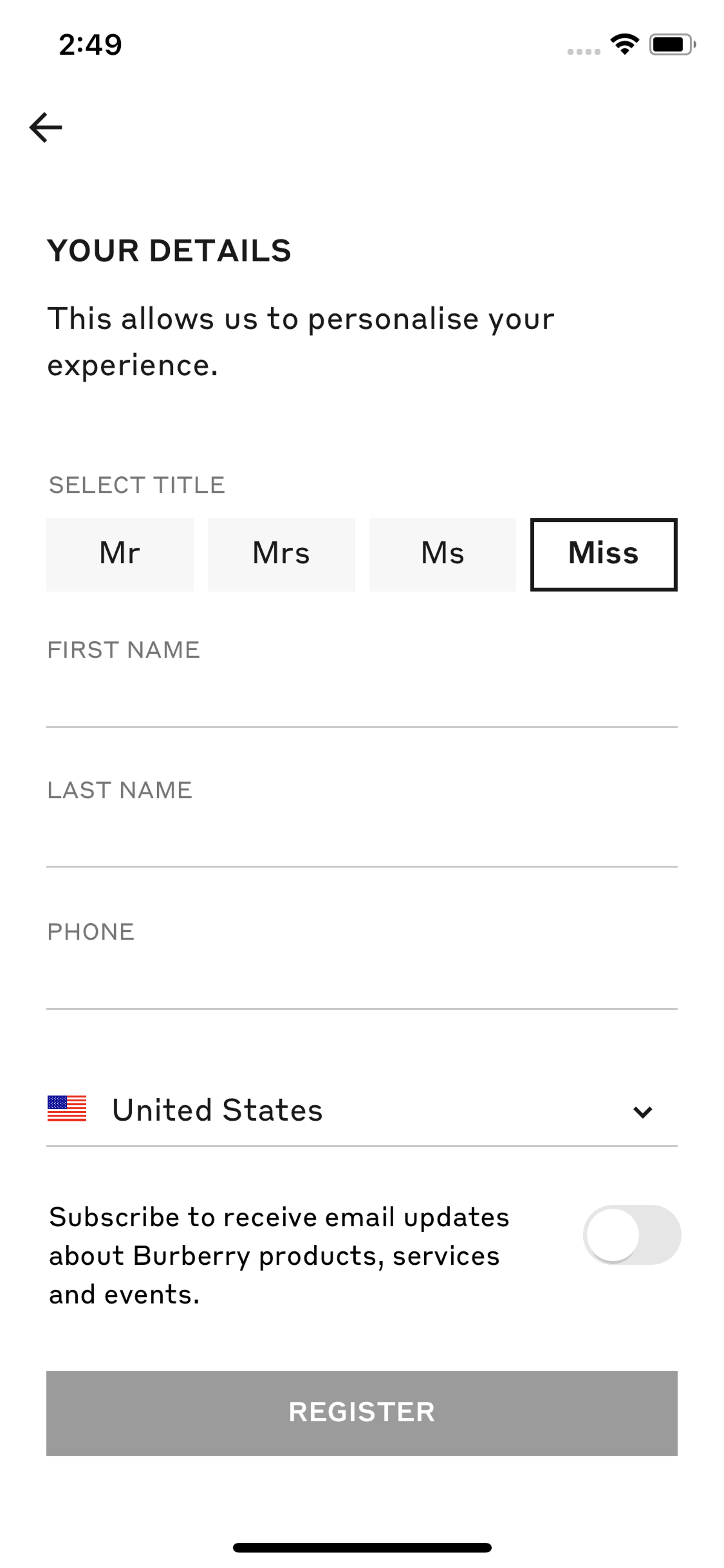 Burberry iOS Shopping interface screenshot 7