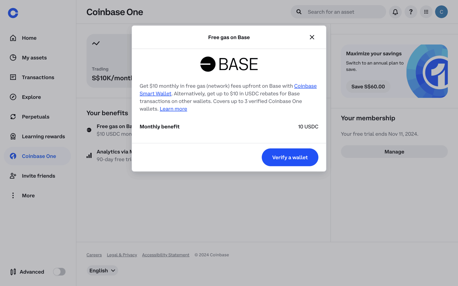 Coinbase Web Finance interface screenshot 22