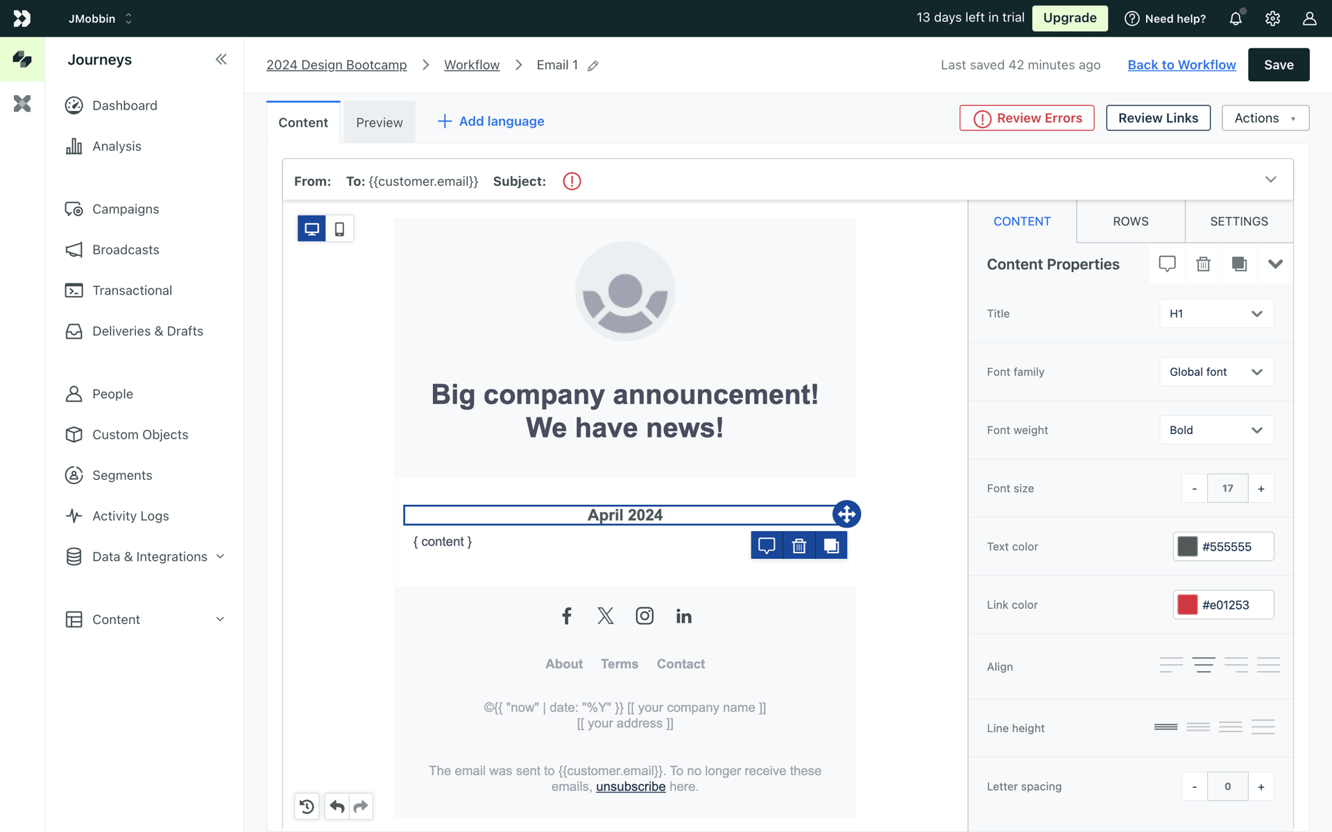 Customer.io Web Business interface screenshot 24