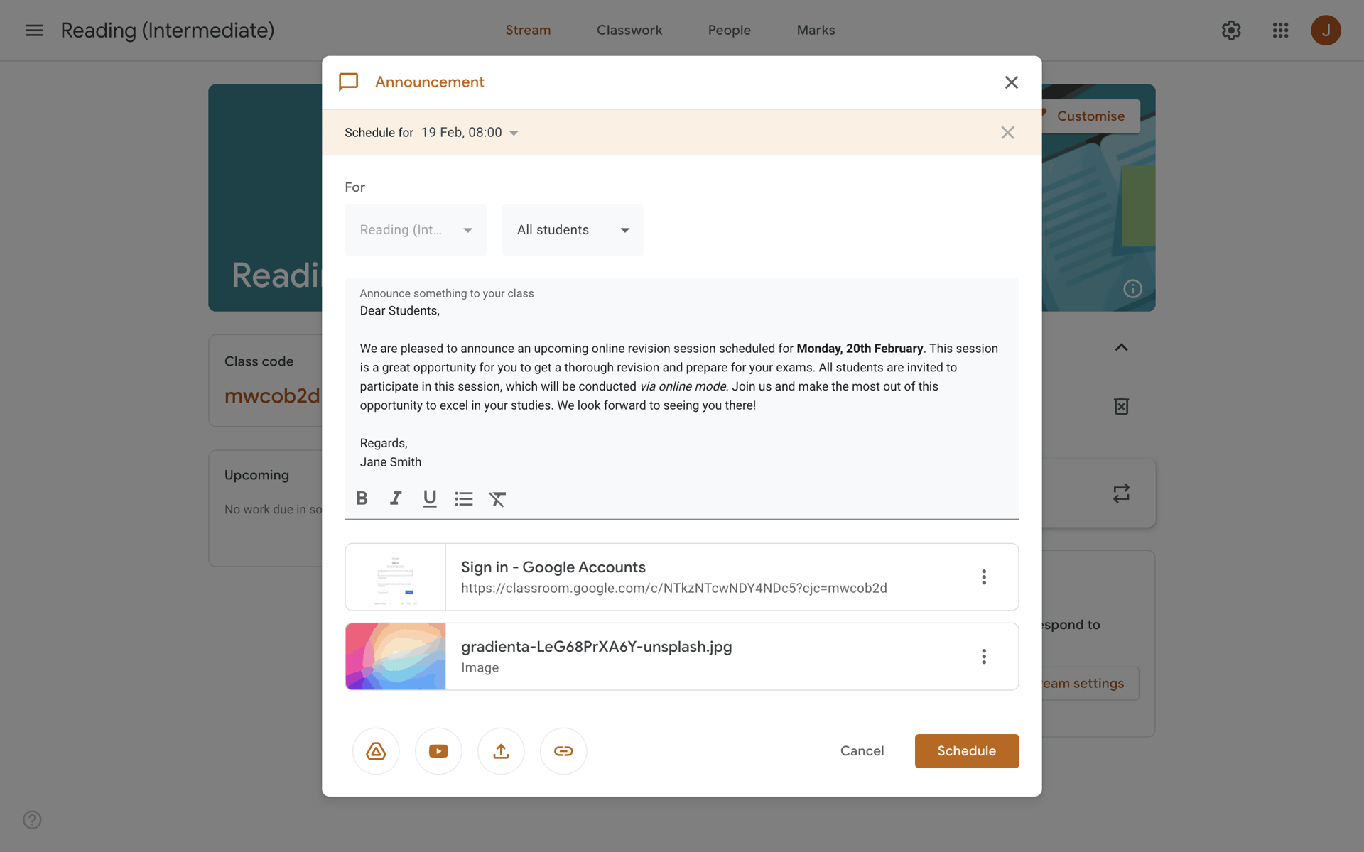 Google Classroom Web Collaboration interface screenshot 10