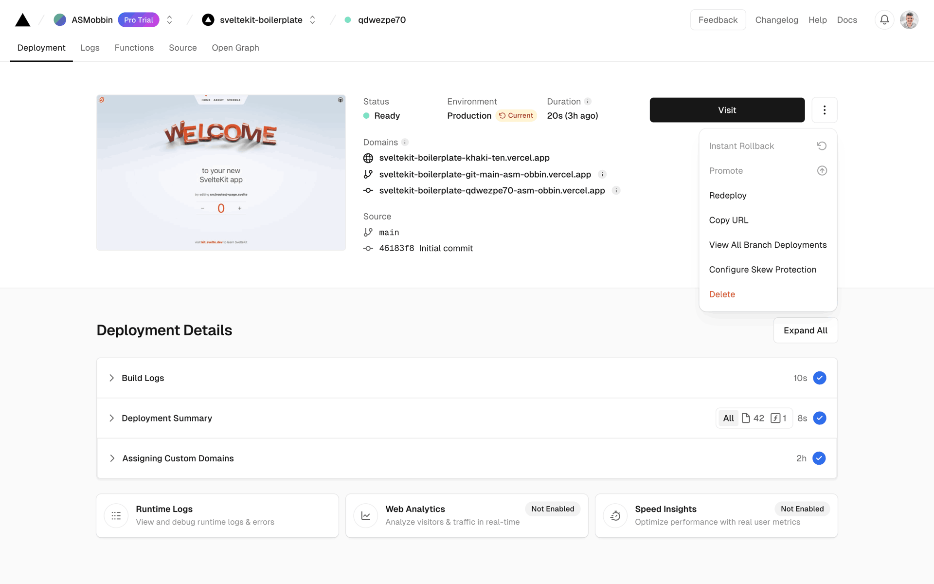 Vercel Web Developer Tools interface screenshot 8