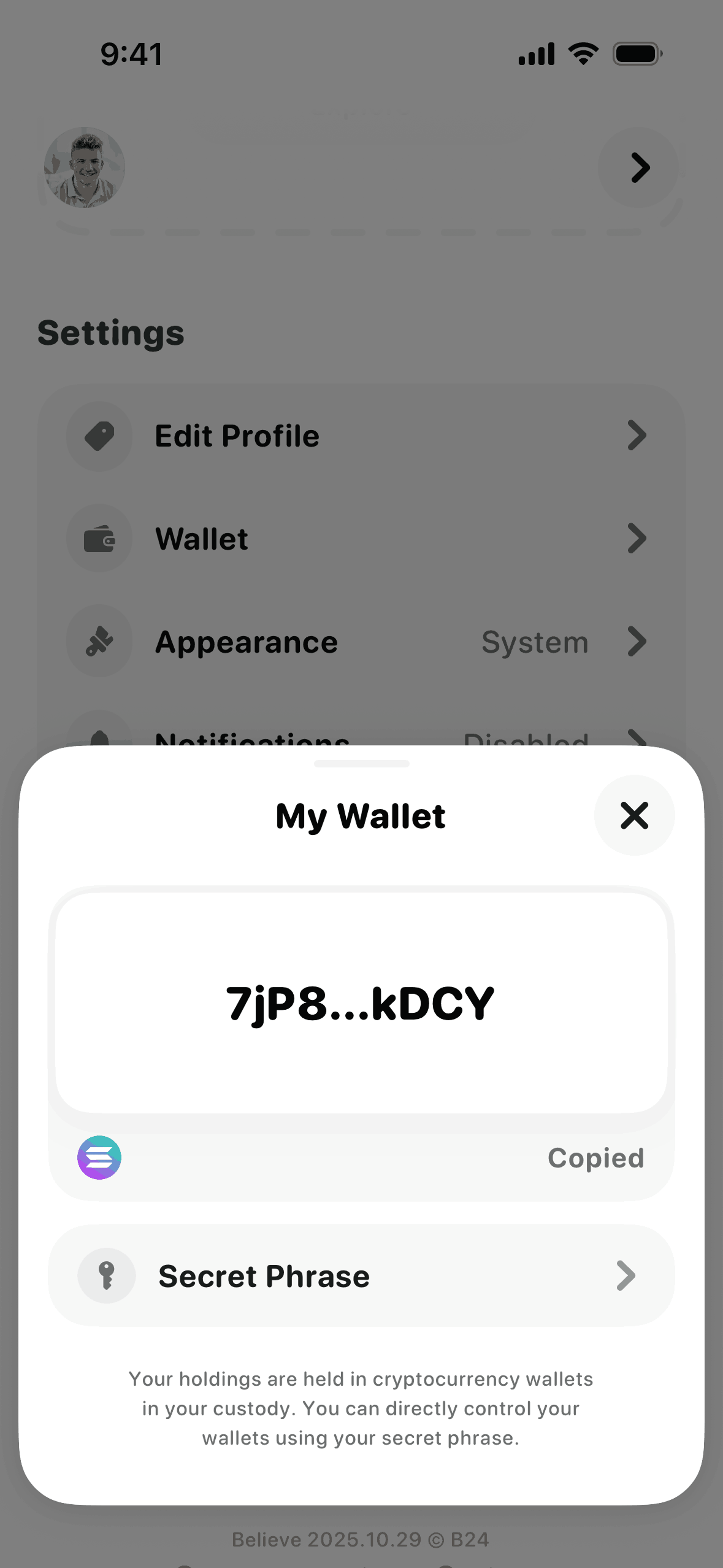 Believe iOS Finance interface screenshot 19