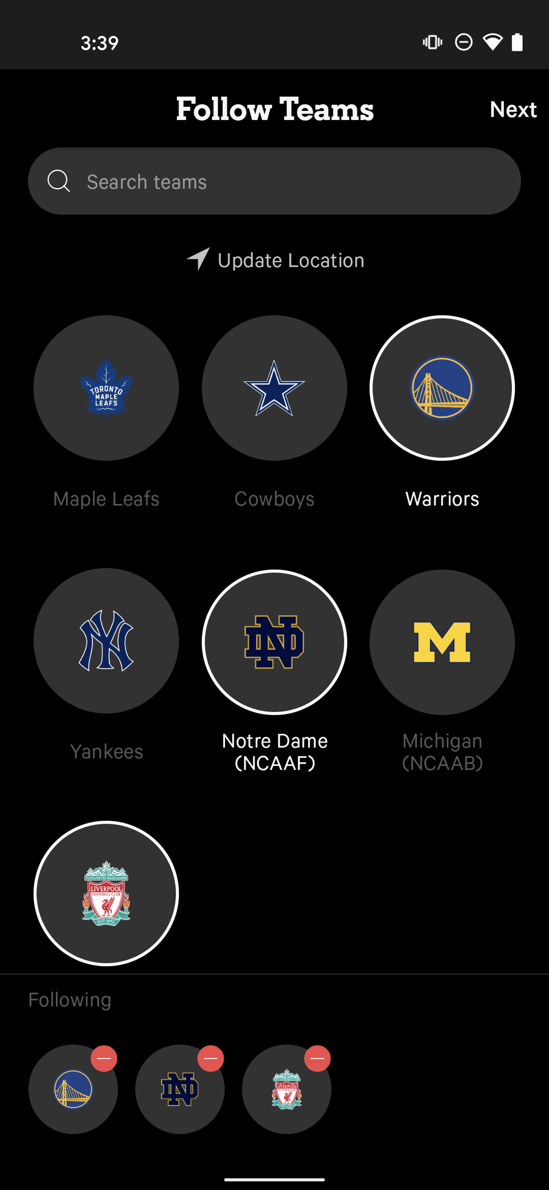 The Athletic Android Sports interface screenshot 5