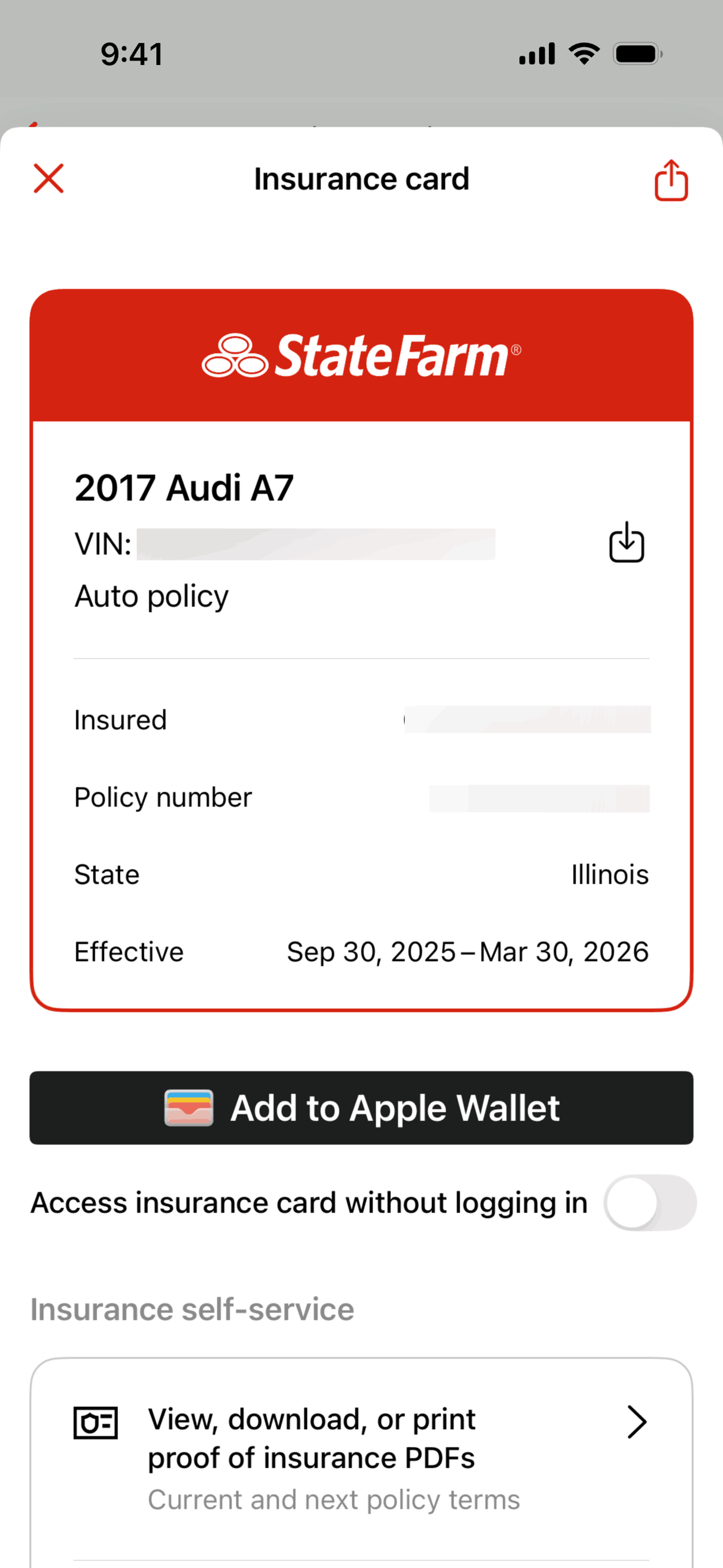 State Farm iOS Finance interface screenshot 3