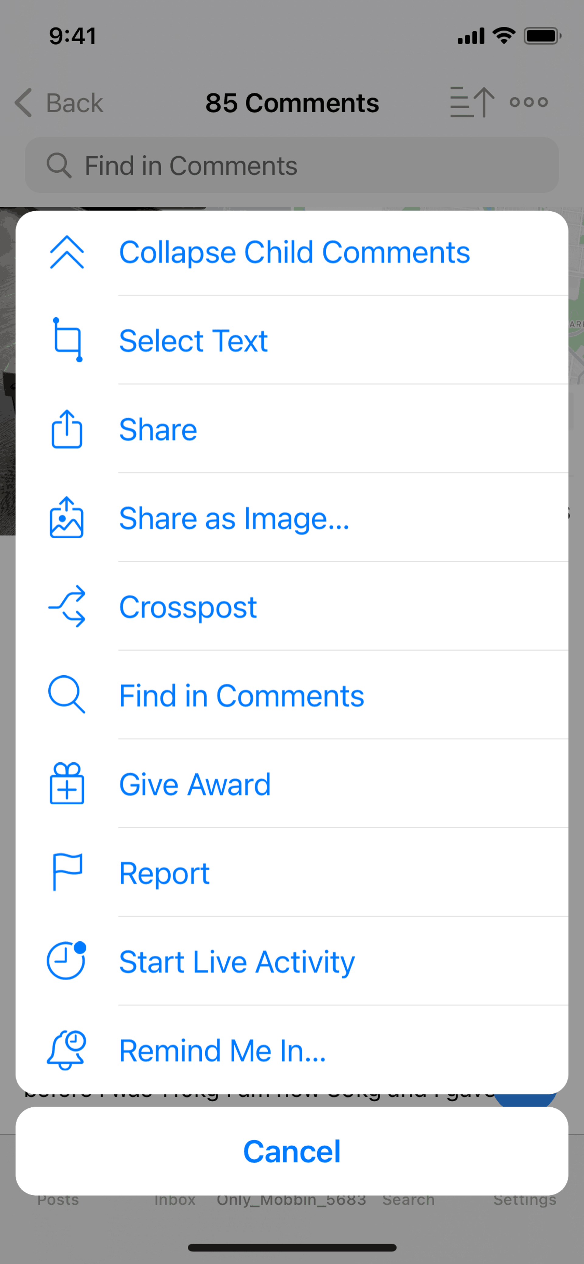 Editing a comment on Apollo for Reddit (ios) screen 2