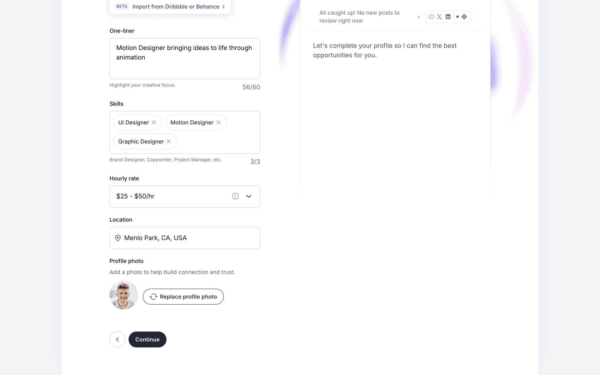 Onboarding (freelancer) on Contra (web) screen 10