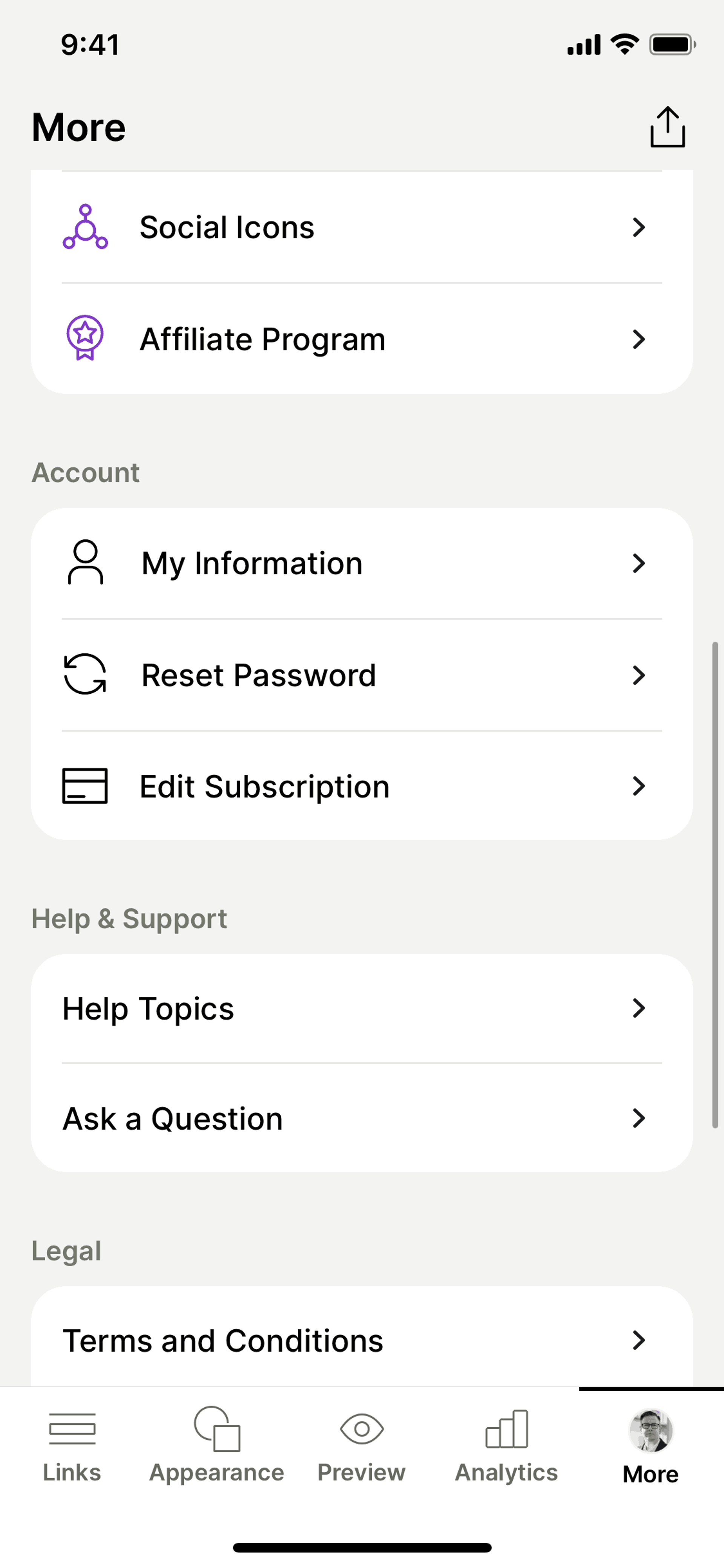Linktree iOS Social Networking interface screenshot 15