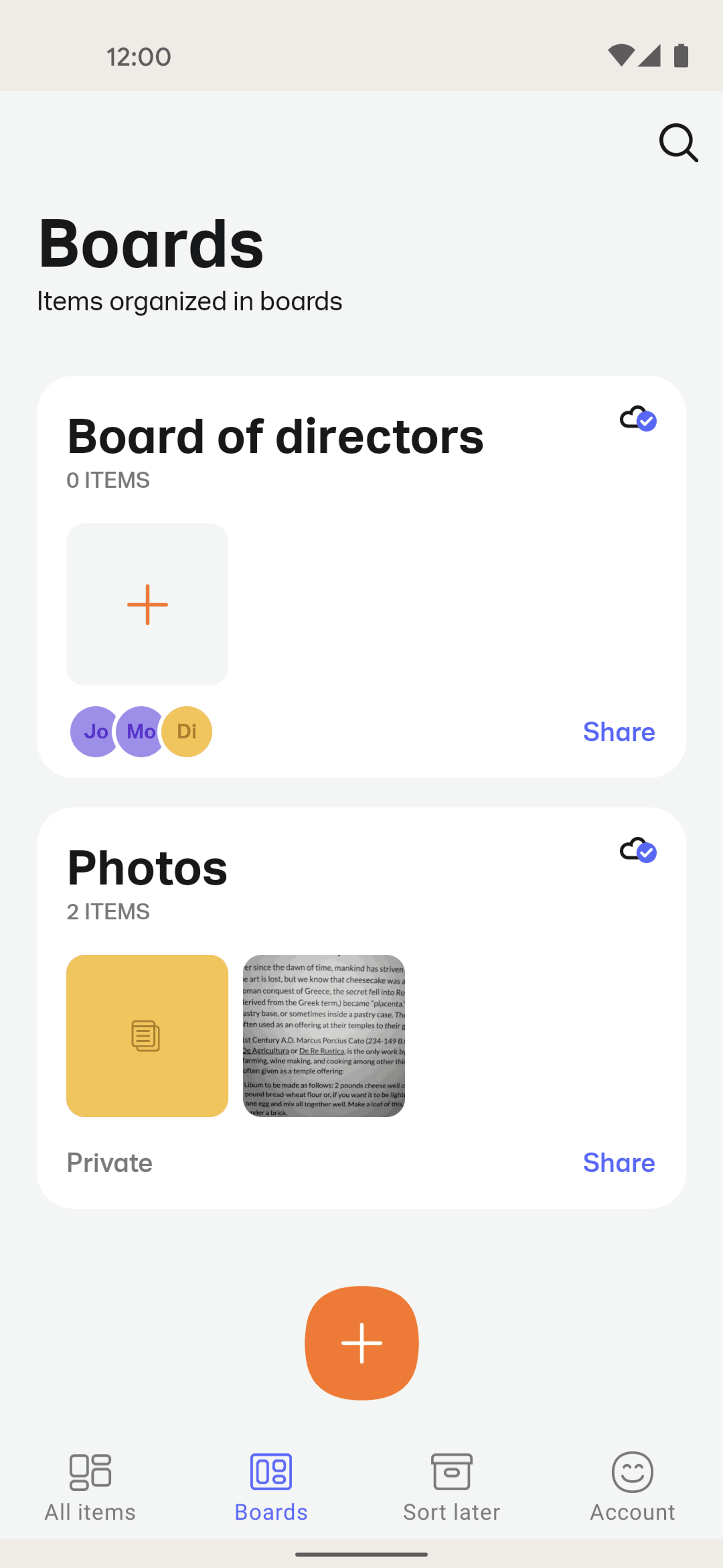 Collect Android Productivity interface screenshot 2