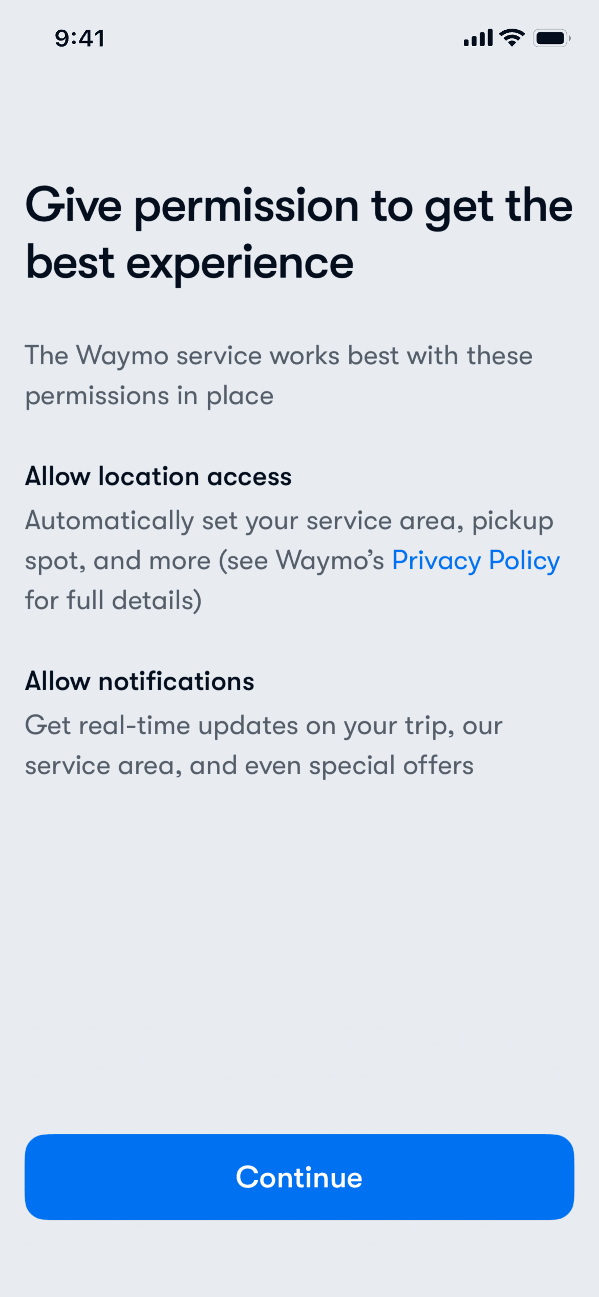 Waymo iOS Travel & Transportation interface screenshot 2