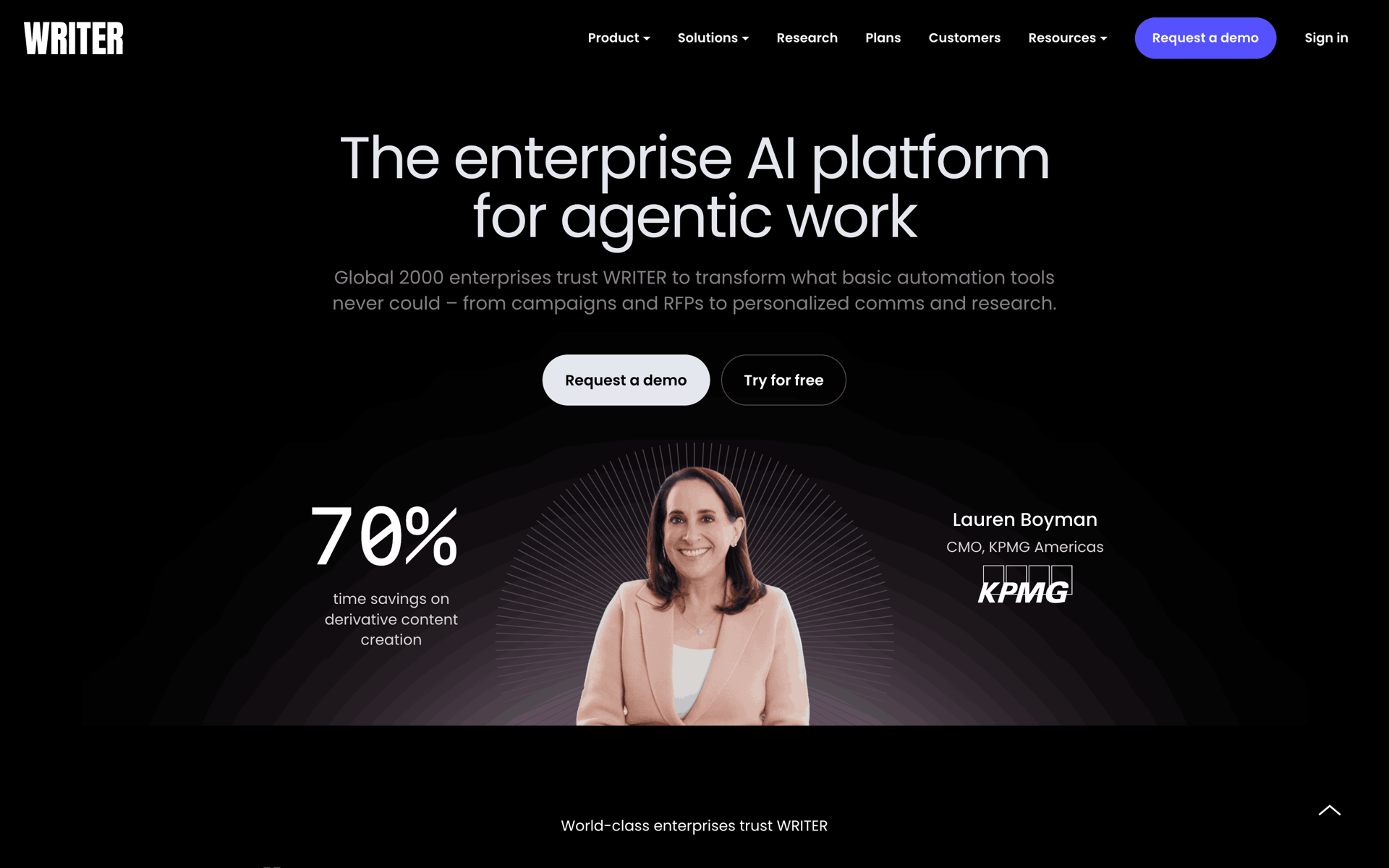WRITER Web Business interface screenshot 1