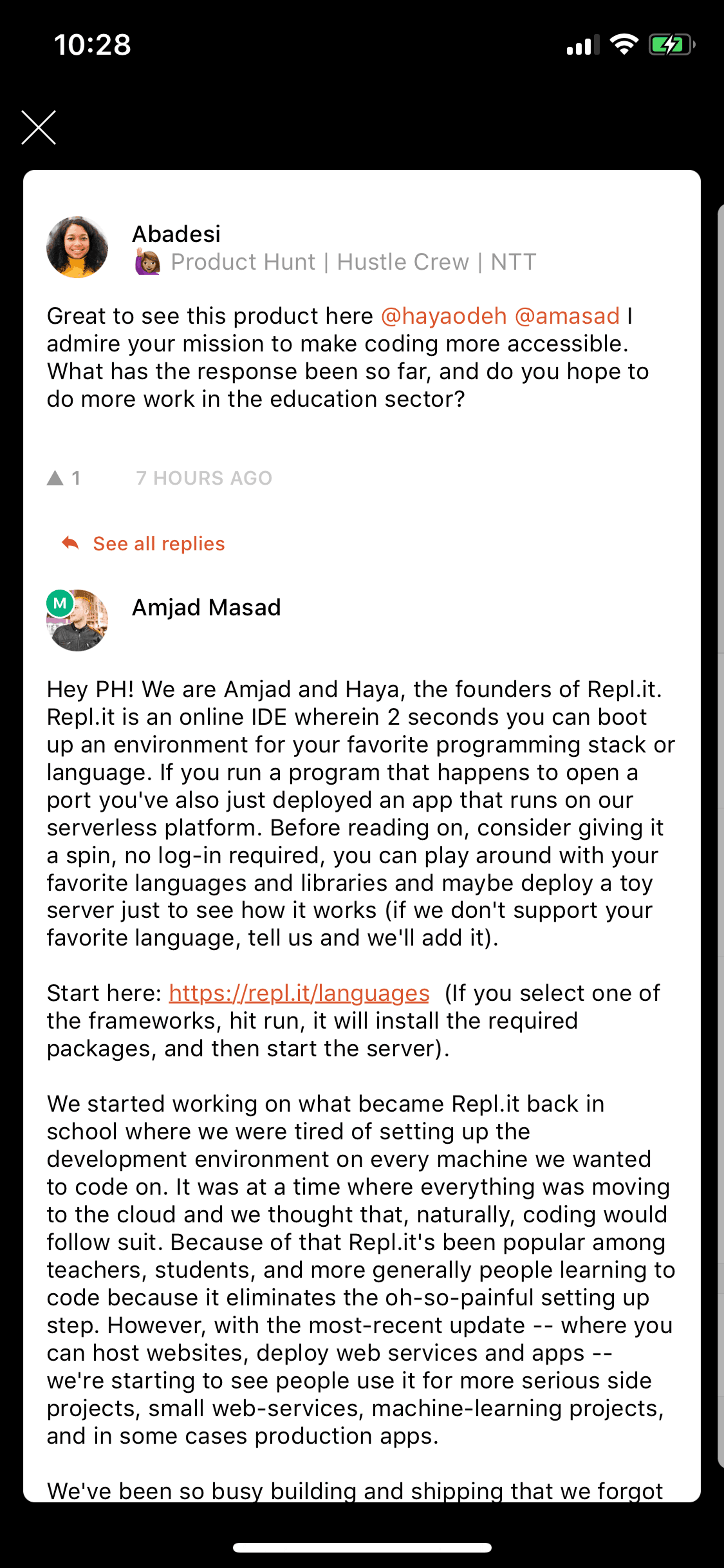 Product Hunt iOS Social Networking interface screenshot 10