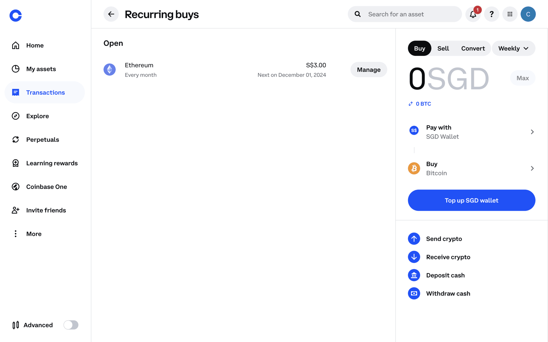 Coinbase Web Finance interface screenshot 10