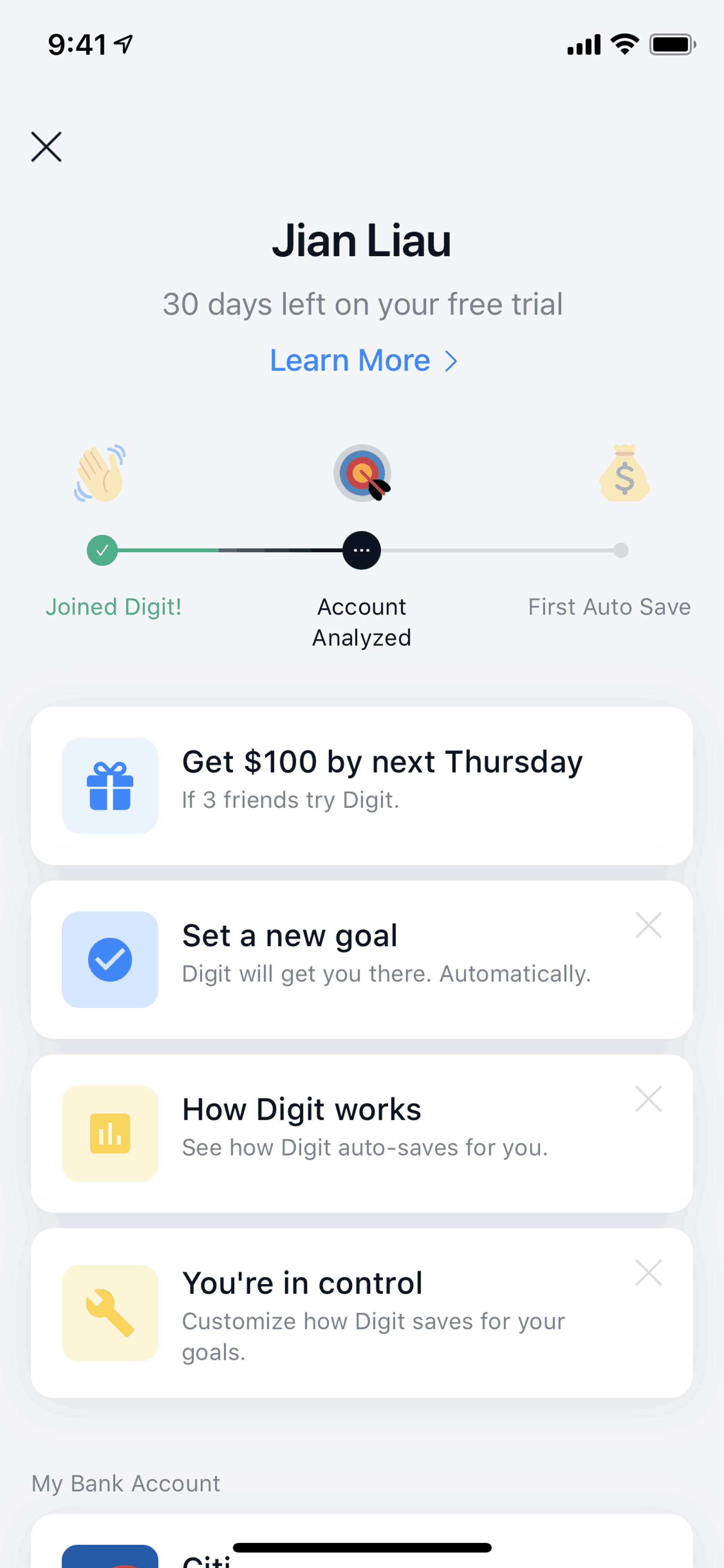 Digit iOS Finance interface screenshot 3