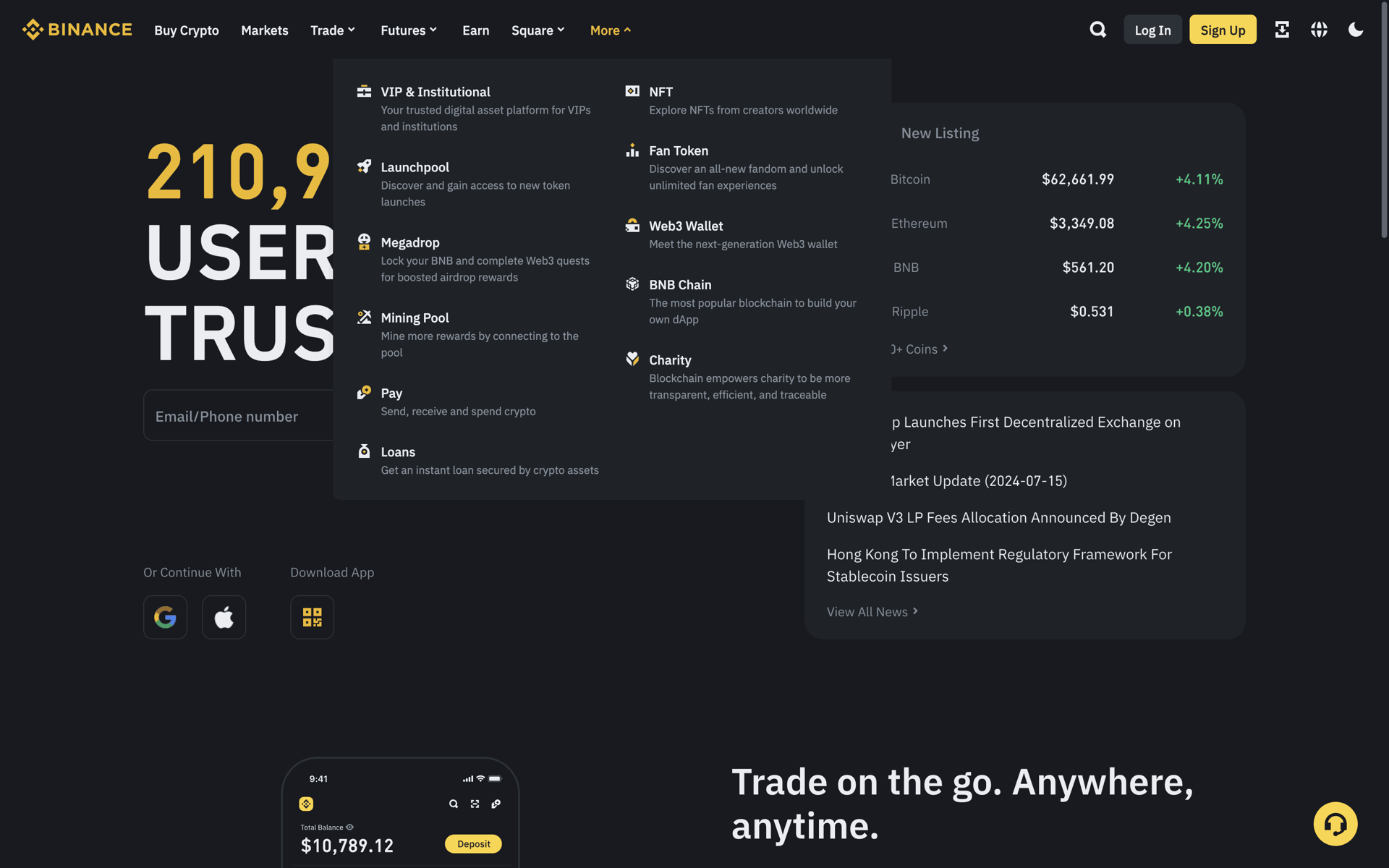Binance Web Finance interface screenshot 4