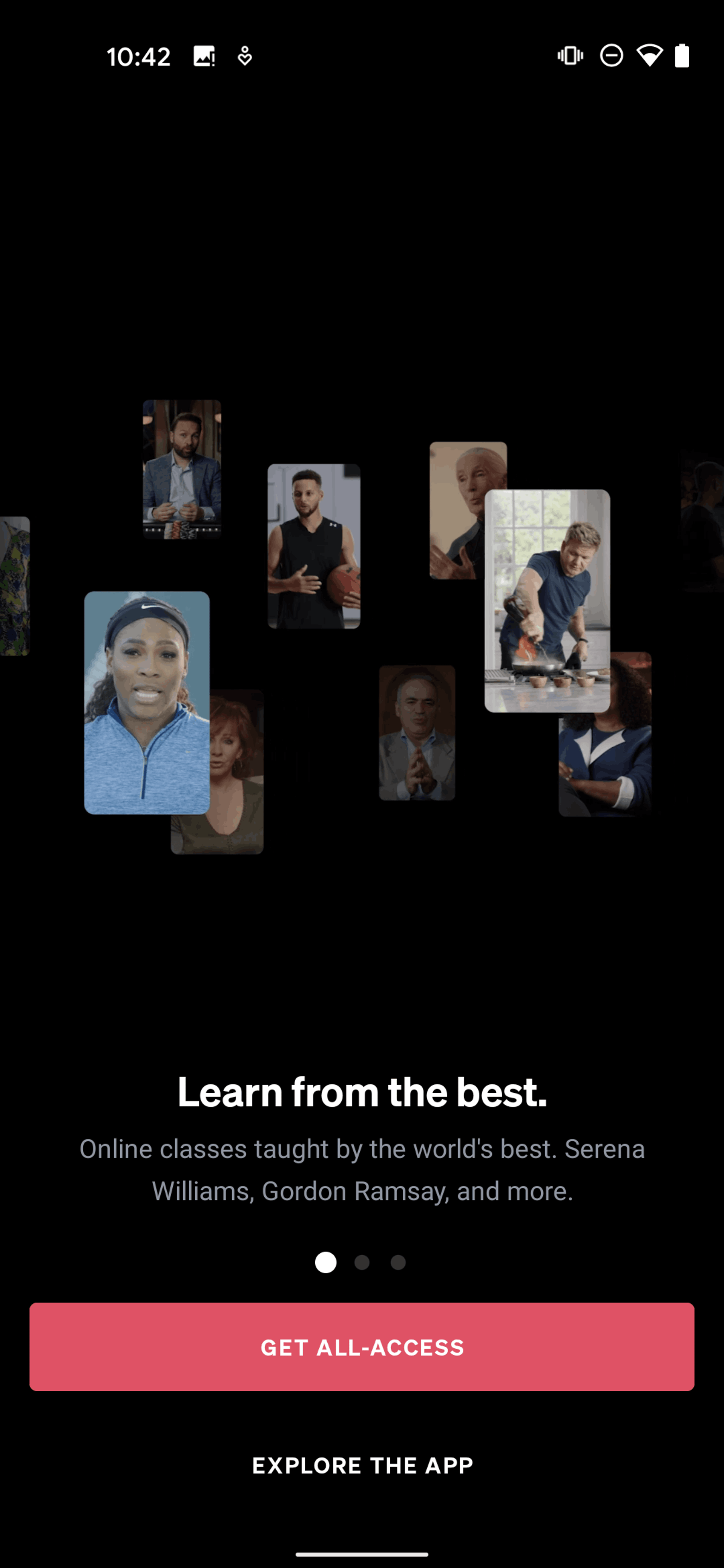 MasterClass Android Education interface screenshot 2