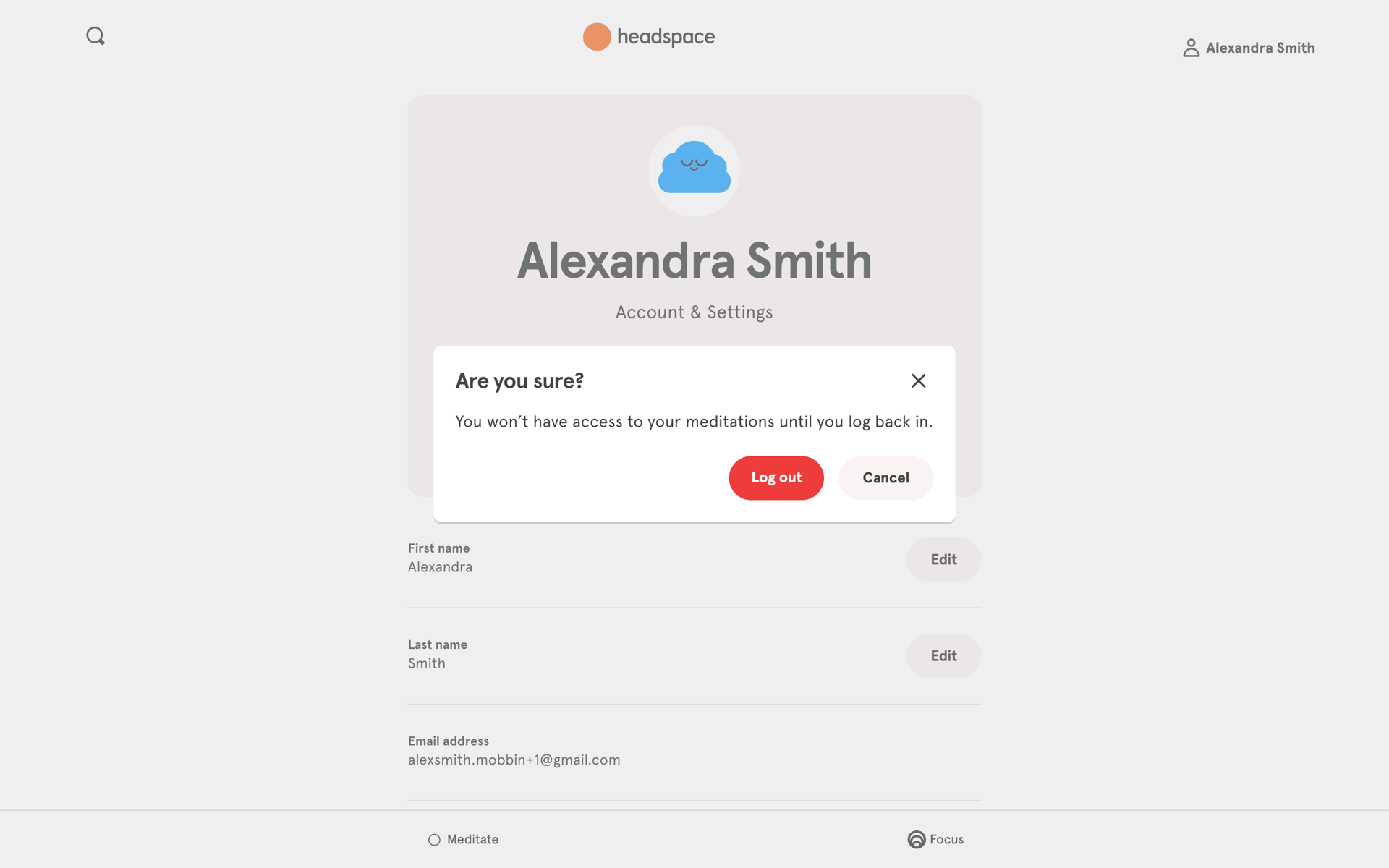Headspace Web Health & Fitness interface screenshot 24