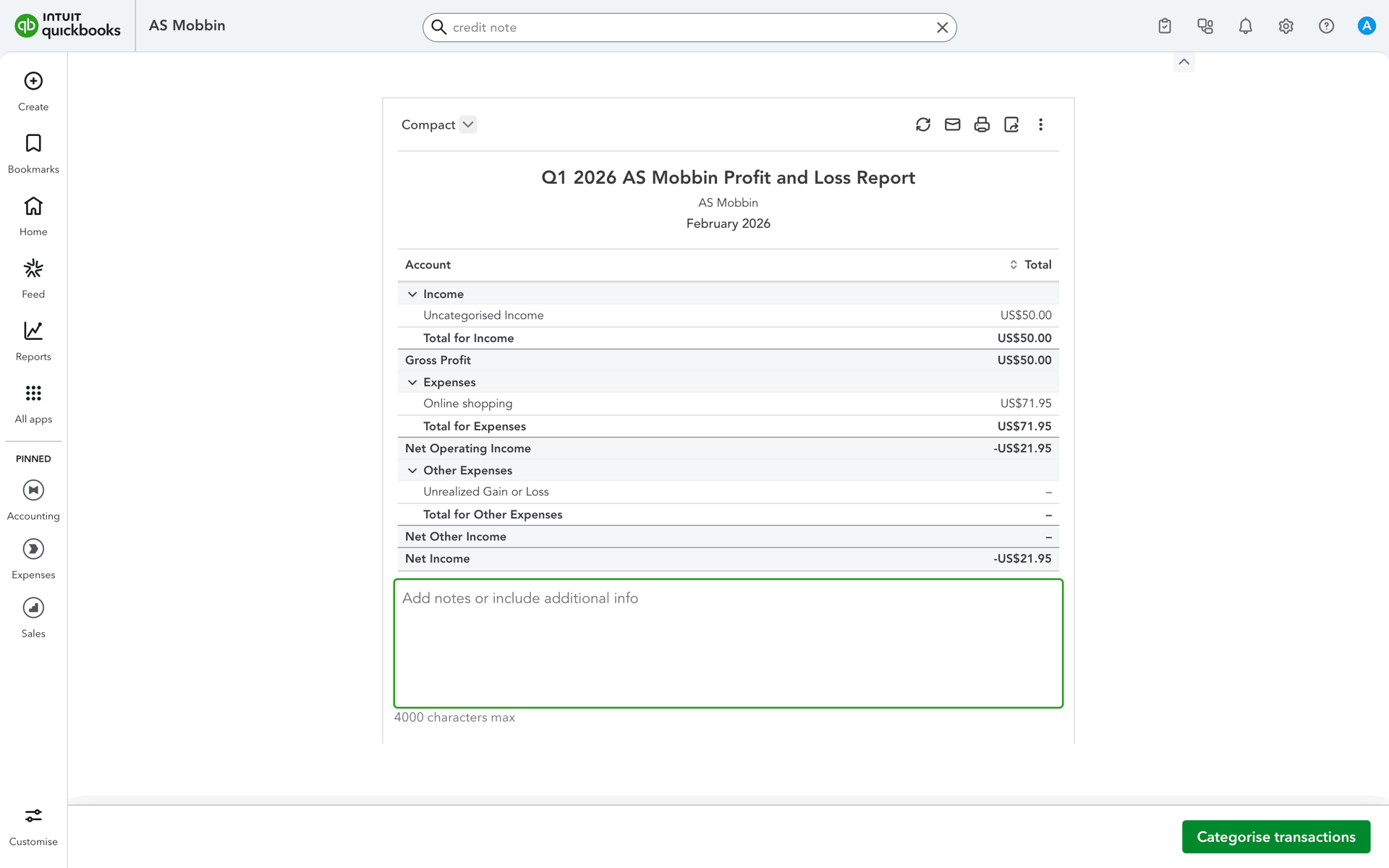QuickBooks Web accounting interface screenshot 8