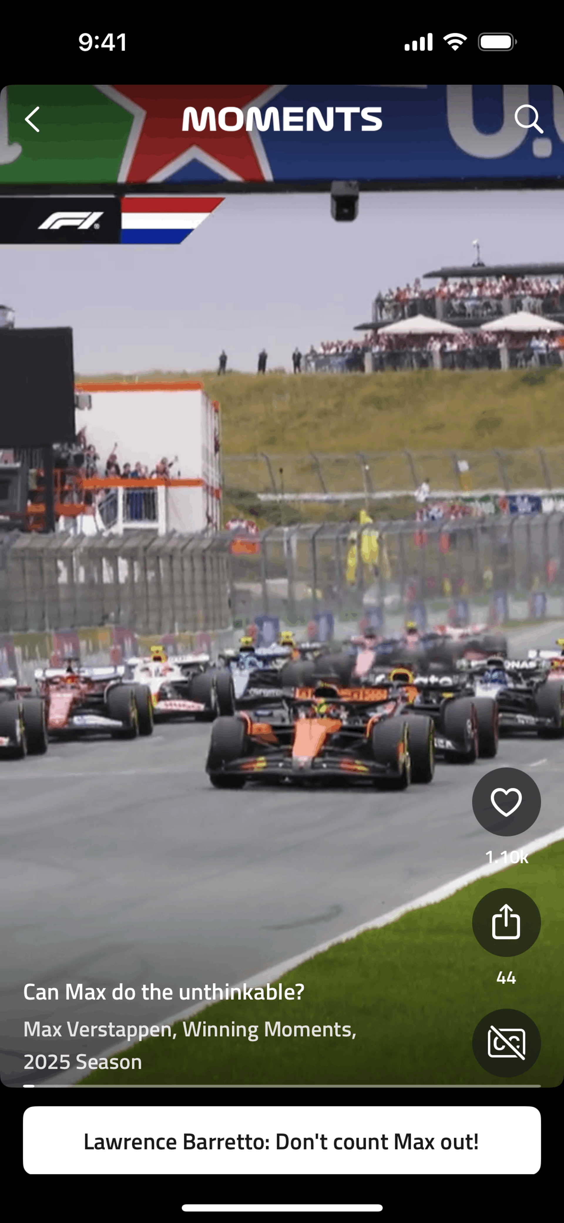 Formula 1® iOS Sports interface screenshot 14