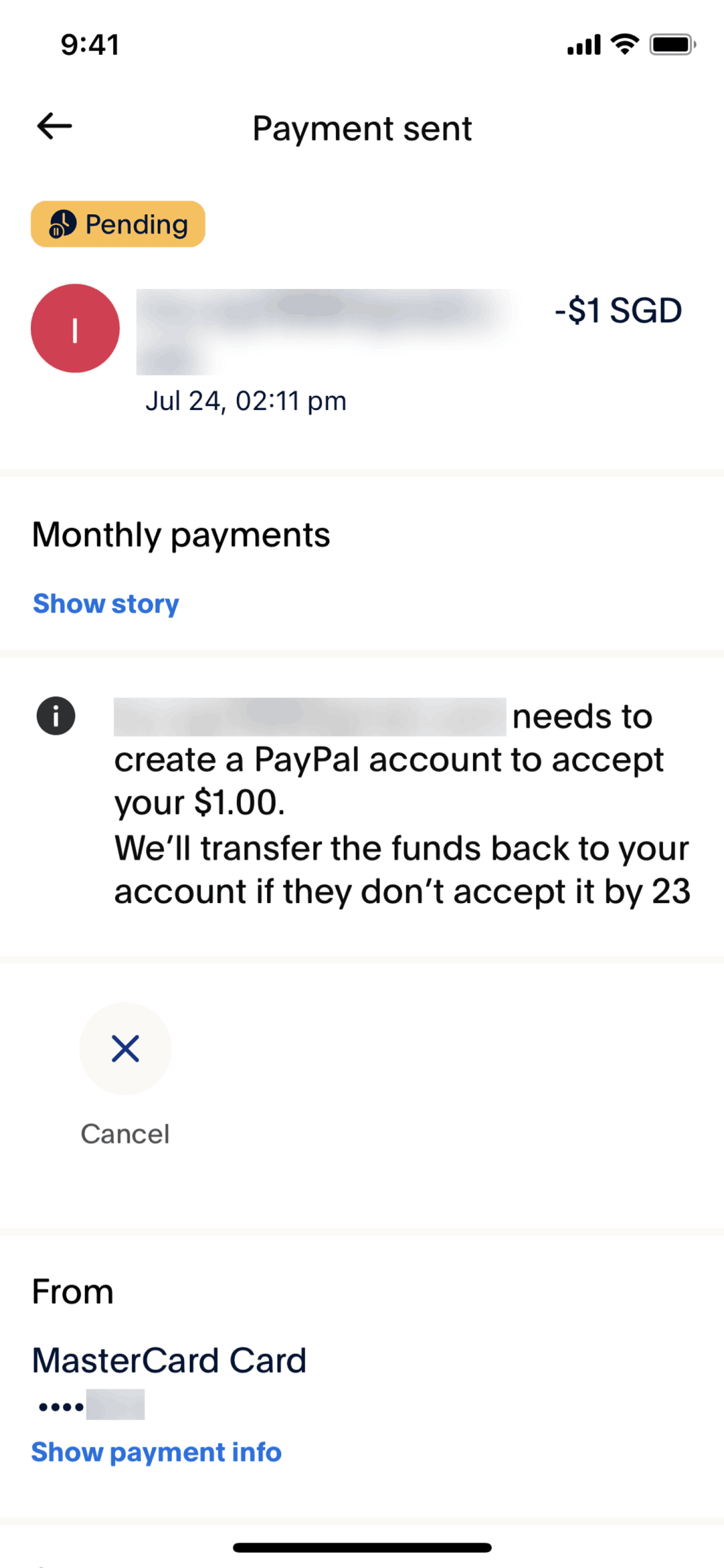 PayPal iOS Finance interface screenshot 17