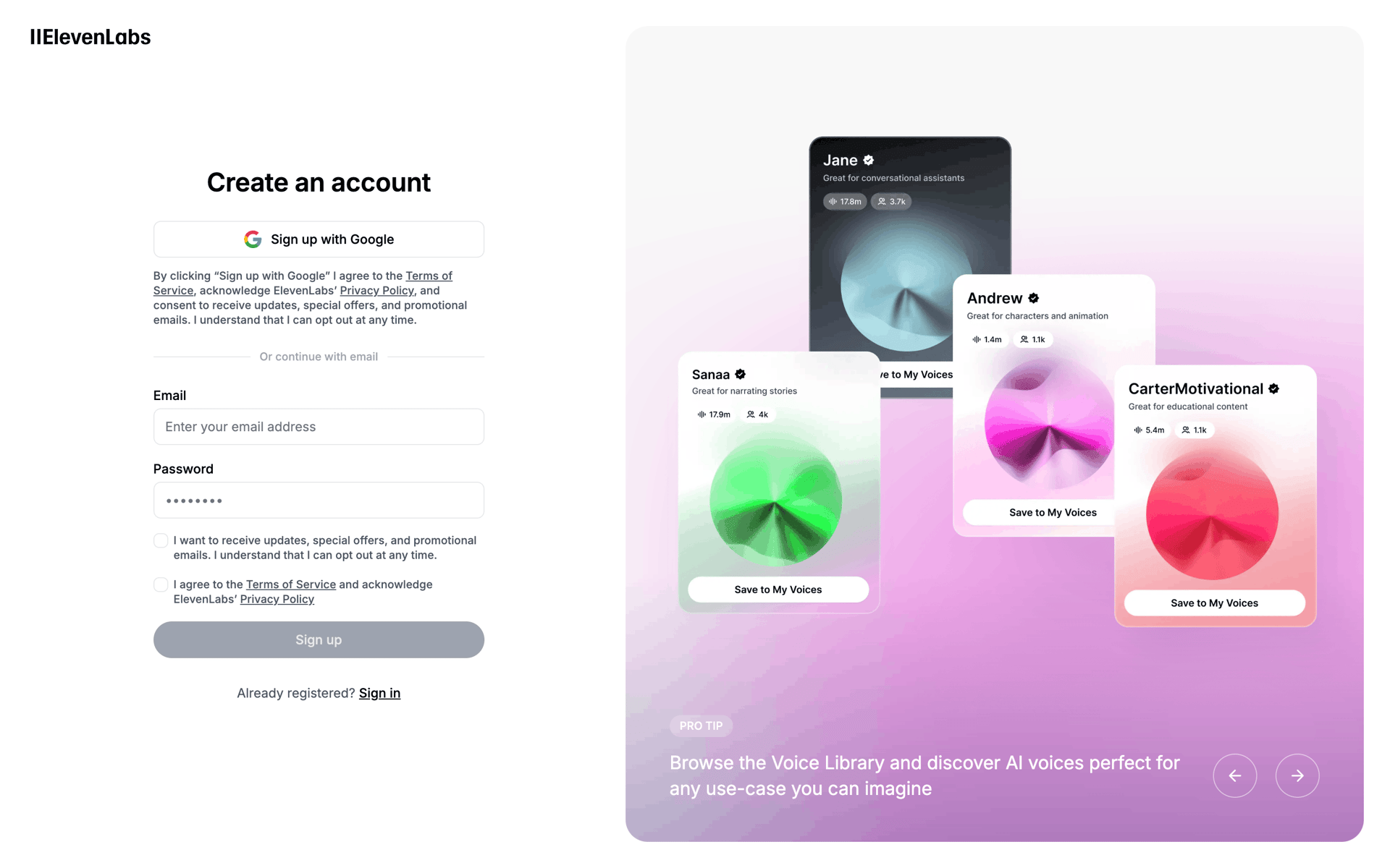 ElevenLabs Web AI interface screenshot 4
