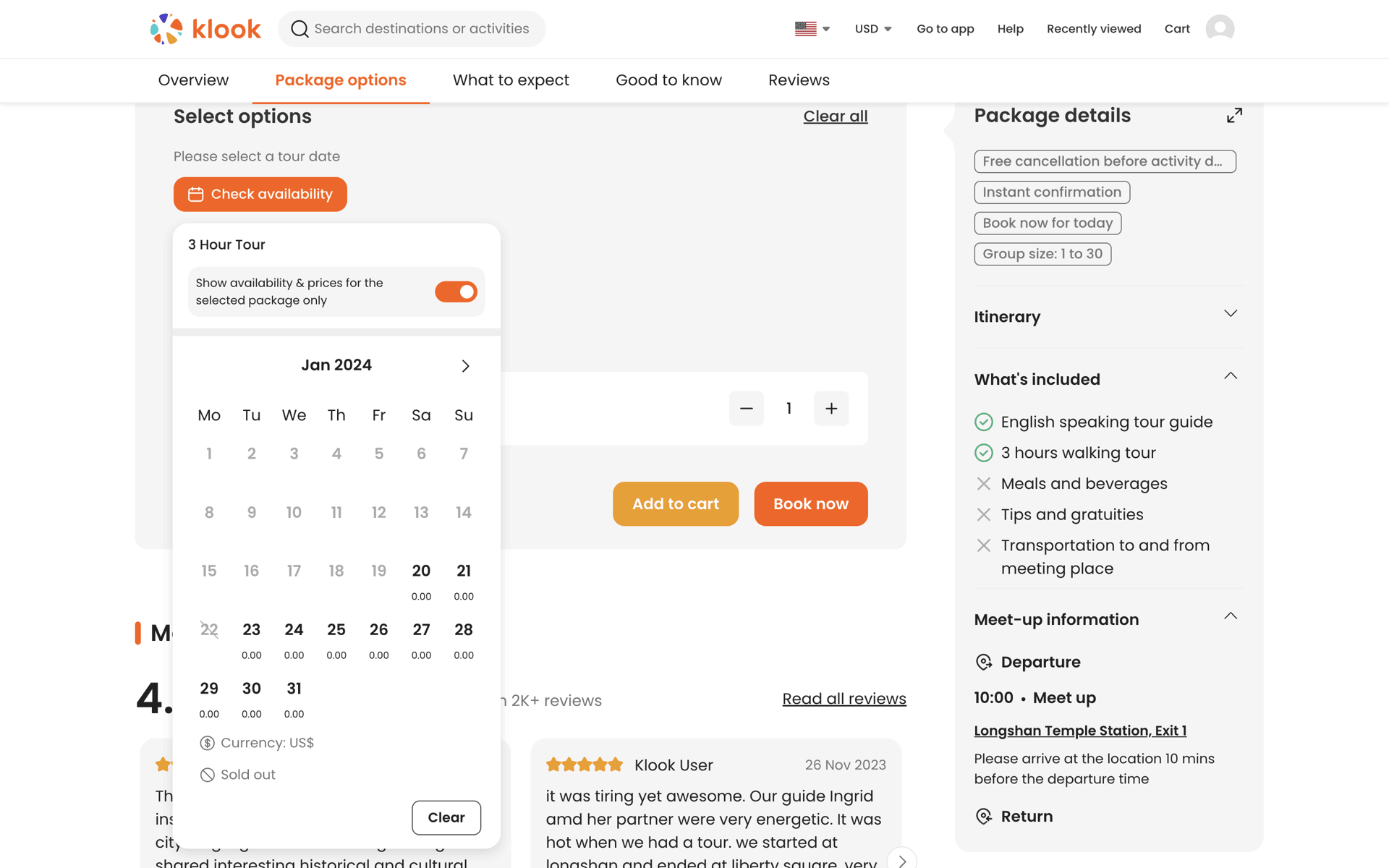 Klook Web Travel & Transportation interface screenshot 8